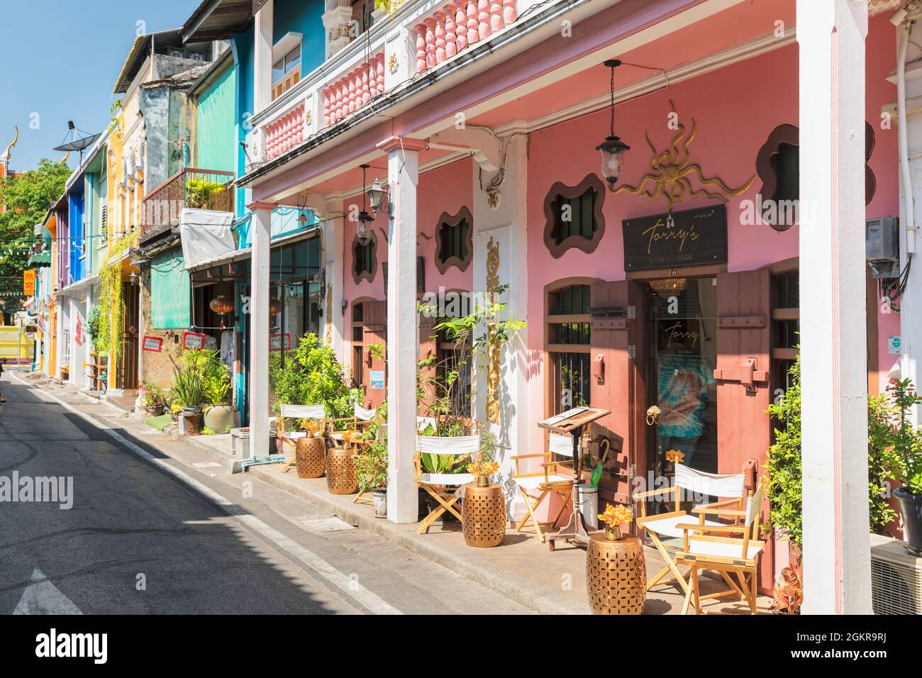 Cafe in Soi Romanee, Sino-Portuguese architecture, Phuket Town, Phuket, Thailand, Southeast Asia, Asia Stock Photo