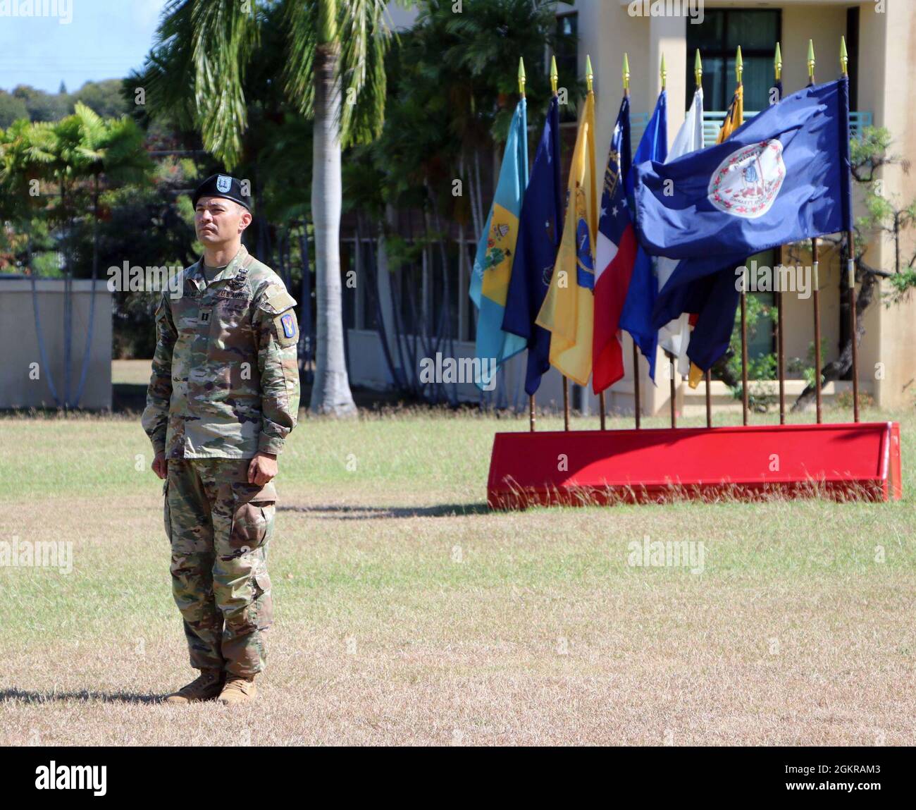 Cpt. Anthony Capalad, Executive Officer of the Support Battalion, 196th Infantry Brigade stands
