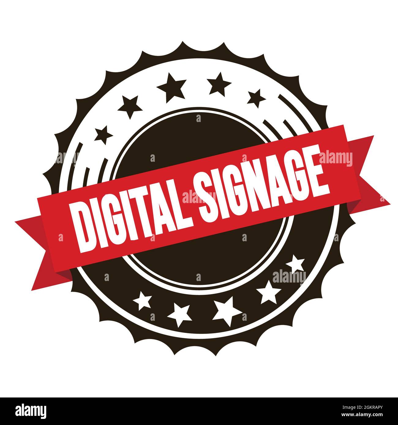 DIGITAL SIGNAGE text on red brown ribbon badge stamp Stock Photo - Alamy