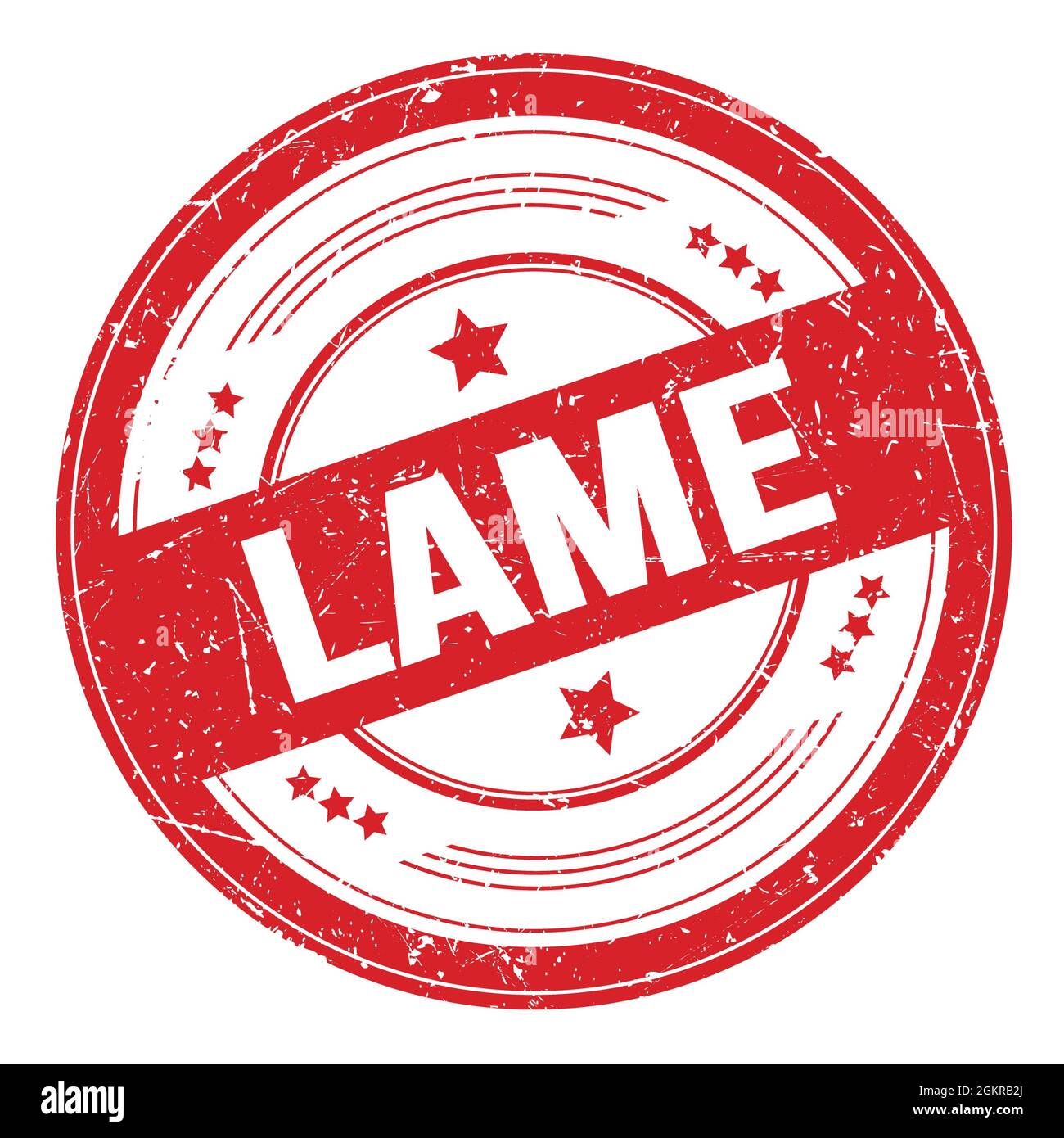 LAME text on red round grungy texture stamp Stock Photo - Alamy