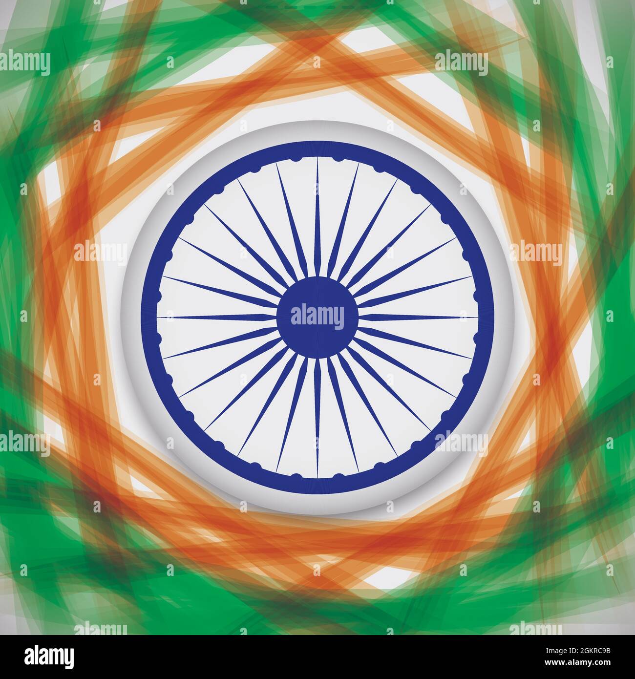 Abstract design decorated with button and Ashoka Chakra wheel inside of