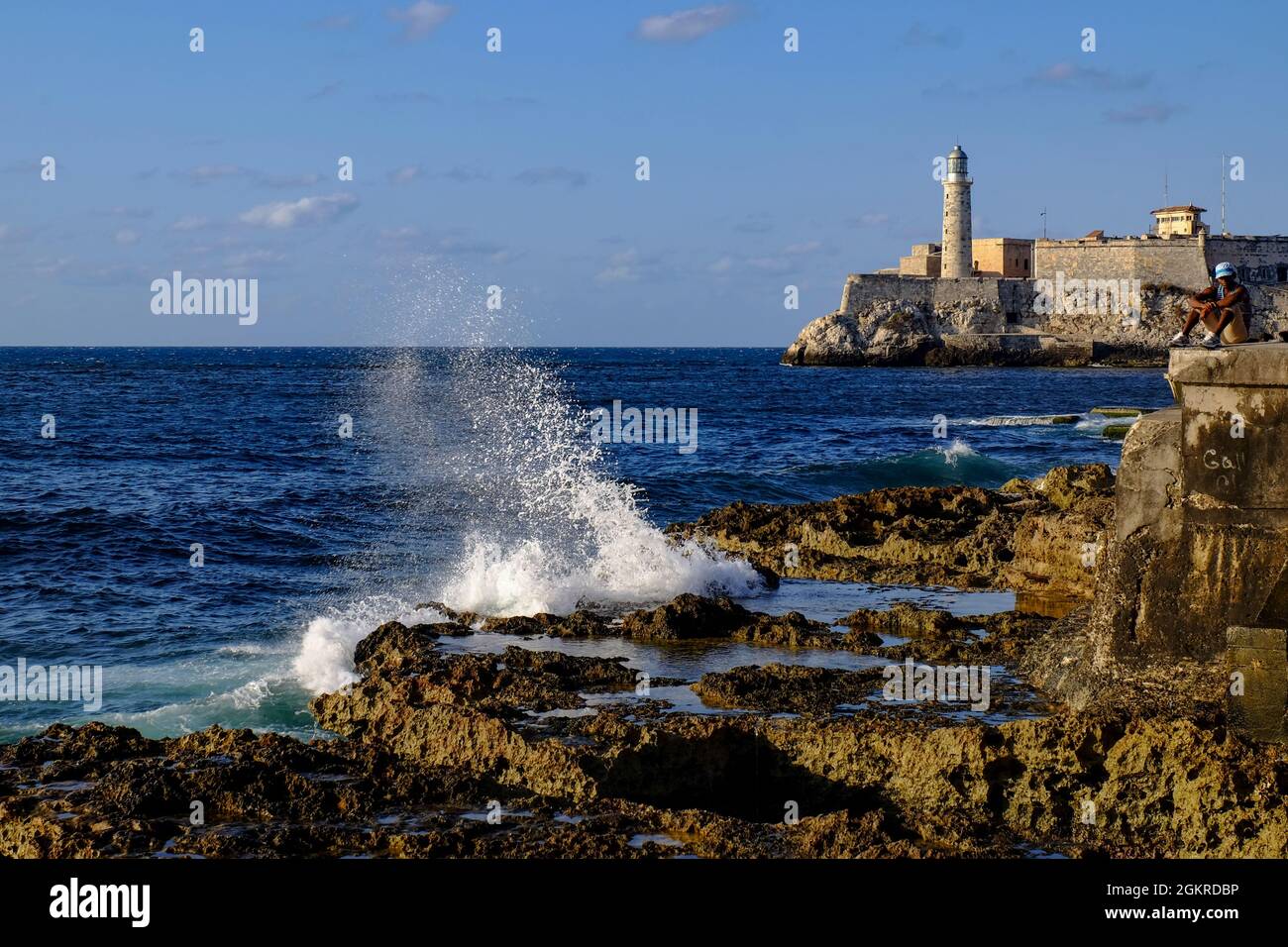 Morro Castle and lighthouse guard the entrance to Havana Bay, Havana, Cuba, West Indies, Central America Stock Photo