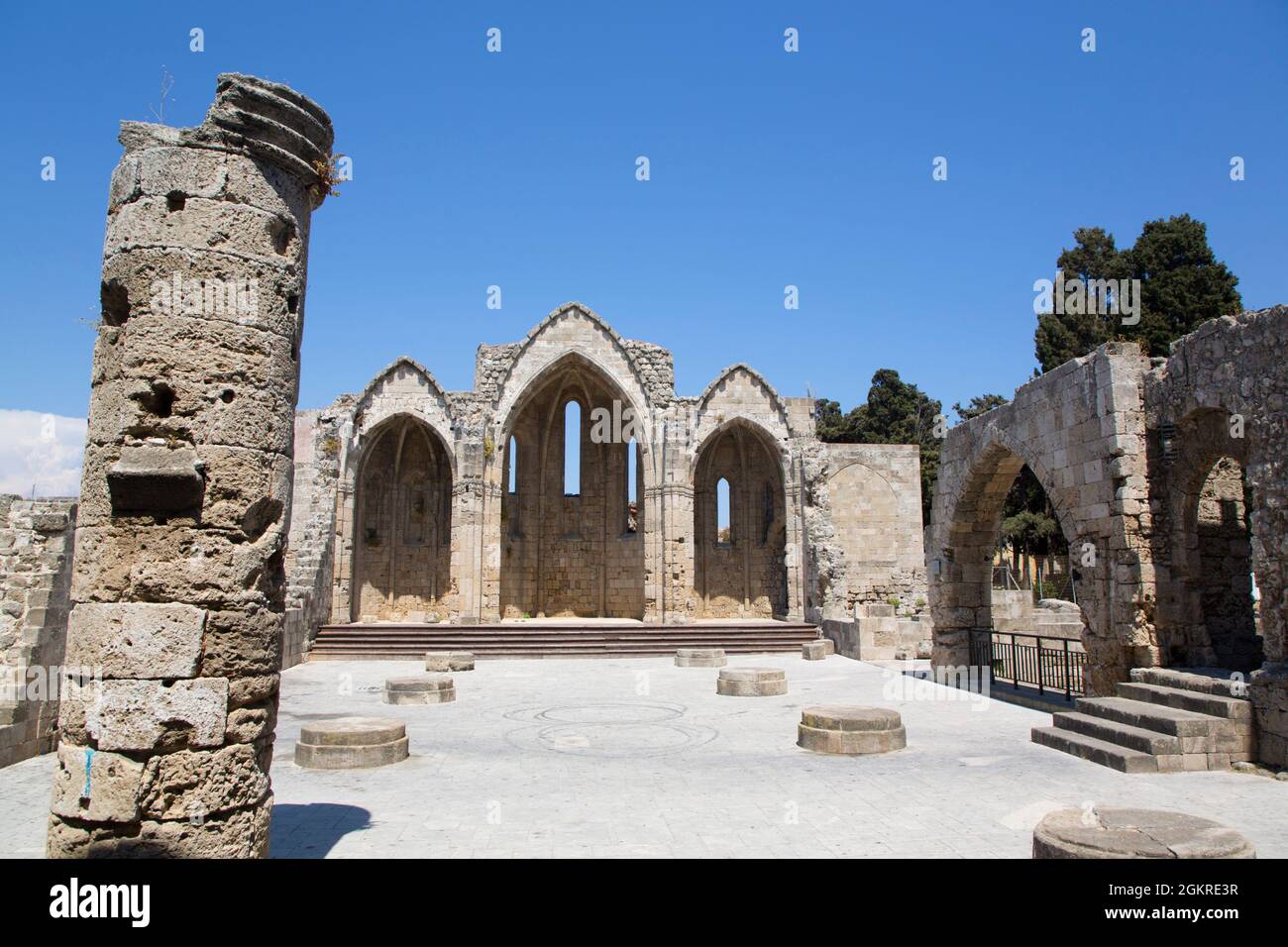 Virgin Mary of the Burgh Church, Rhodes Old Town, UNESCO World Heritage Site, Rhodes, Dodecanese Island Group, Greek Islands, Greece, Europe Stock Photo