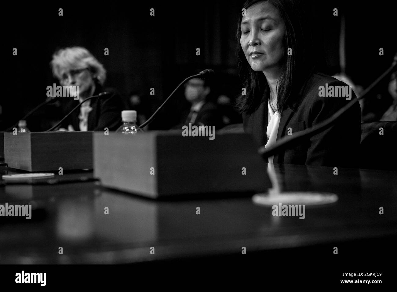 Washington, United States Of America. 14th Sep, 2021. Jennifer Sung responds to emotionally charged and intense questioning from Republican Senators as she appears before a Senate Committee on the Judiciary for her nomination hearing to be United States Circuit Judge for the Ninth Circuit, in the Dirksen Senate Office Building in Washington, DC, Tuesday, September 14, 2021. Credit: Rod Lamkey/CNP/Sipa USA Credit: Sipa USA/Alamy Live News Stock Photo