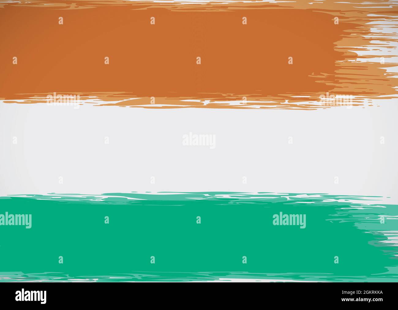 Tricolor brush strokes with the Indian flag colors: saffron and green over white background. Stock Vector