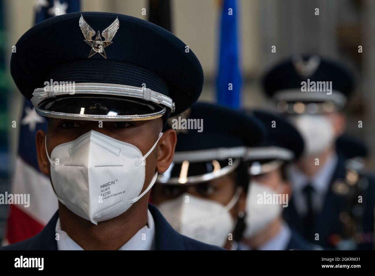 U.S. Air Force members of the Spangdahlem Honor Guard ready themselves ...