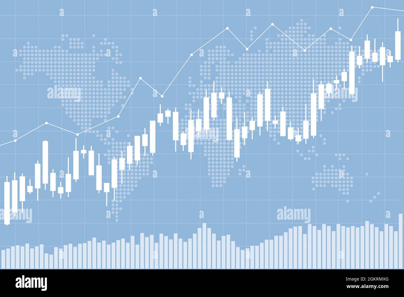 Investing background. Candlestick charts for stock exchange with dot
