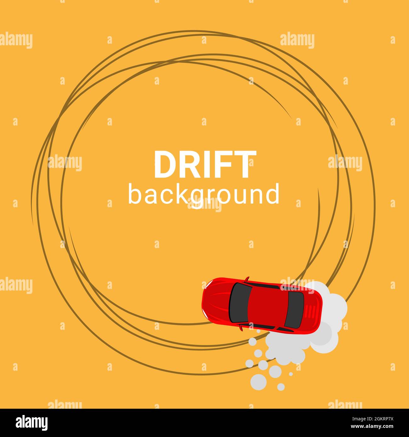 Drift car tire circle road. Drift race show circle track grunge scratch vector top view Stock Vector