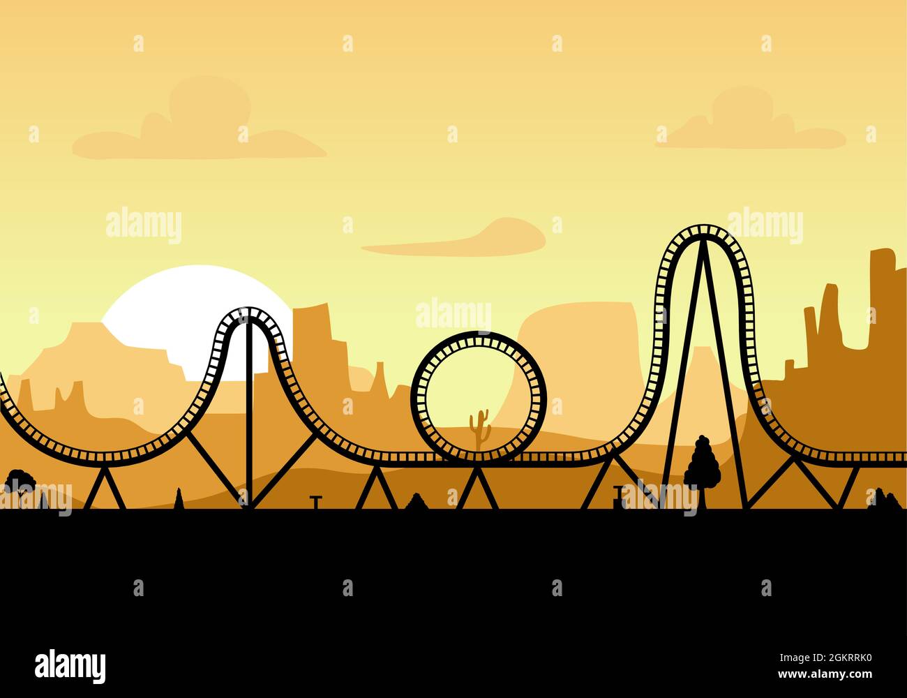 Vector roller coaster ride silhouette park. Rollercoaster icon ...