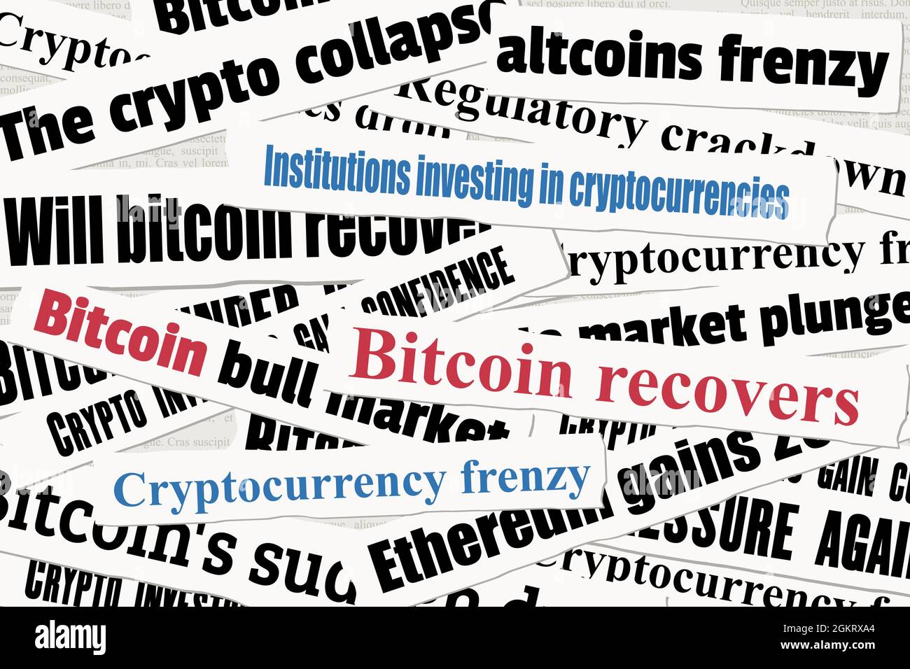 Crypto investing news headlines. Crypto currency newspaper titles: bitcoin  financial news Stock Vector Image & Art - Alamy