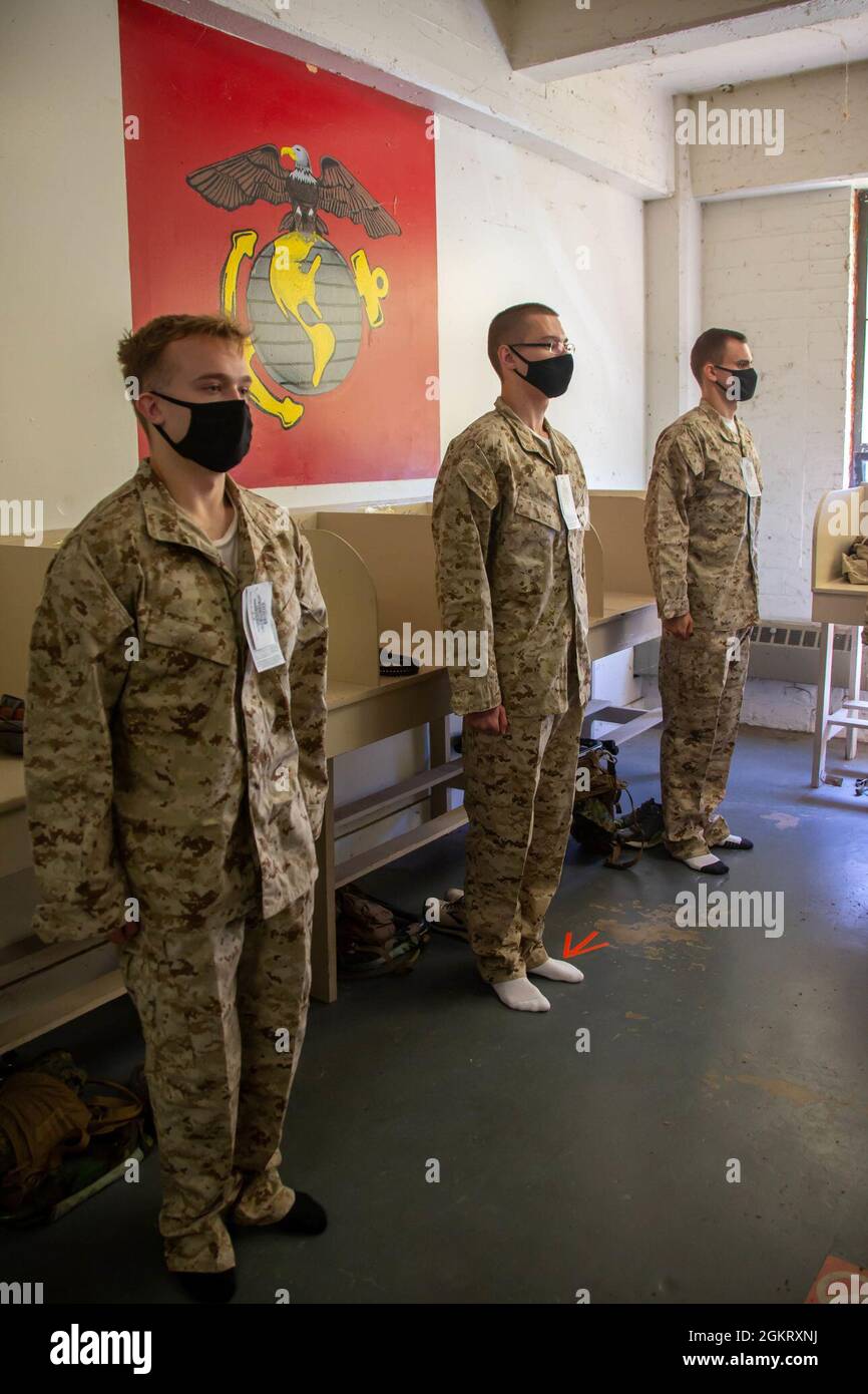 U.S. Marine Corps officer candidates from Delta Company, are issued