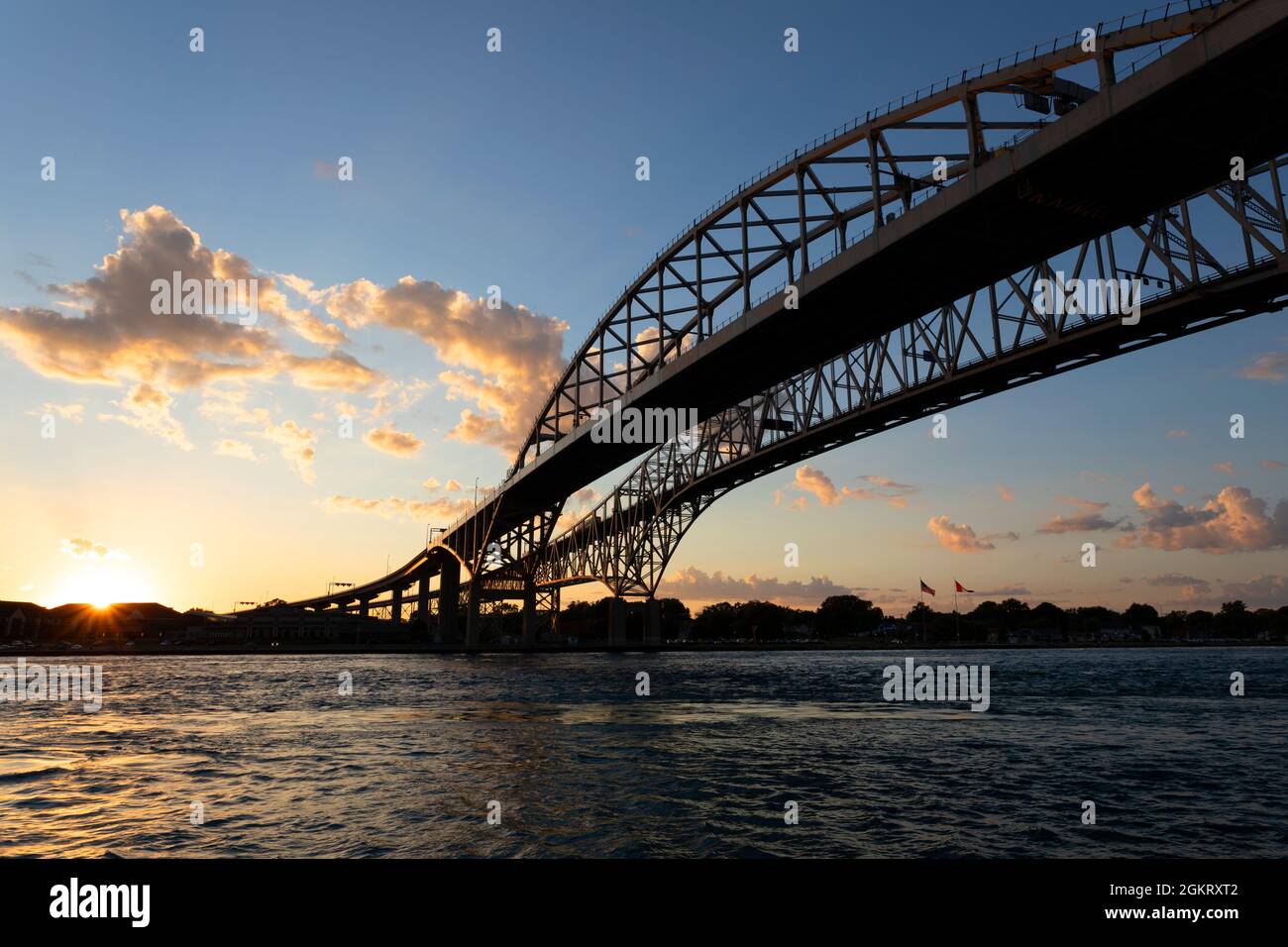 Bluewater Bridge Sarnia Port Huron. Stock Photo