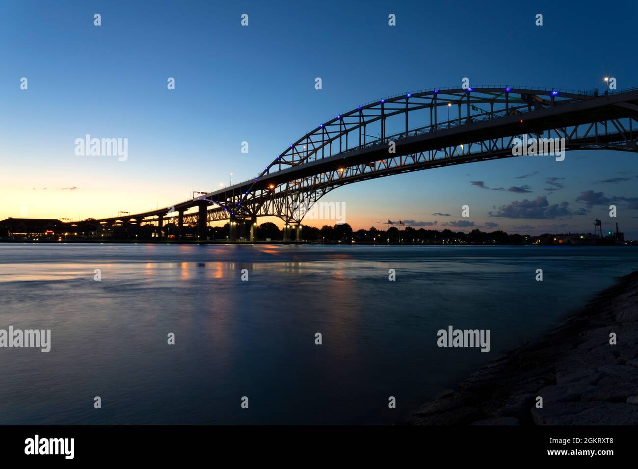 Bluewater Bridge Sarnia Port Huron. Stock Photo