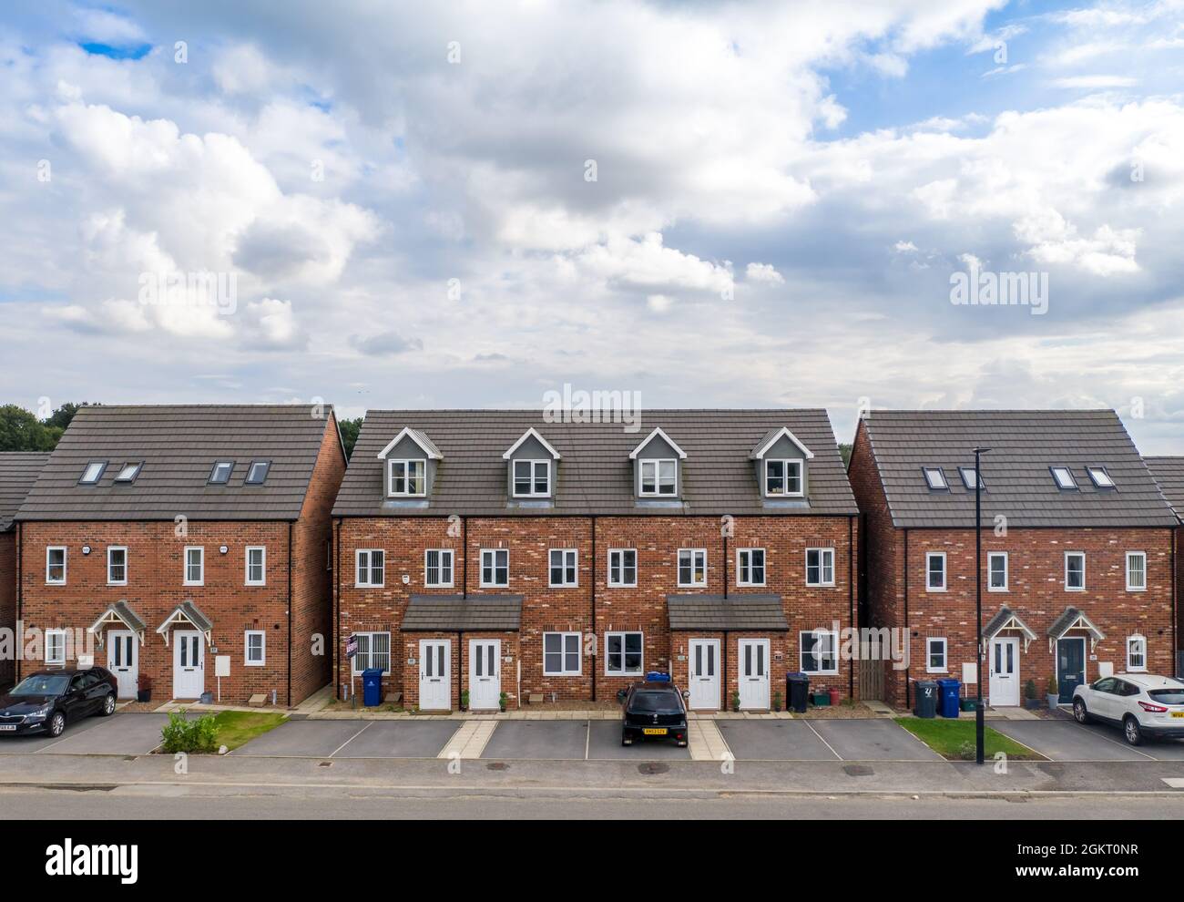 DONCASTER, UK SEPTEMBER 10, 2021. A row of generic, new build homes