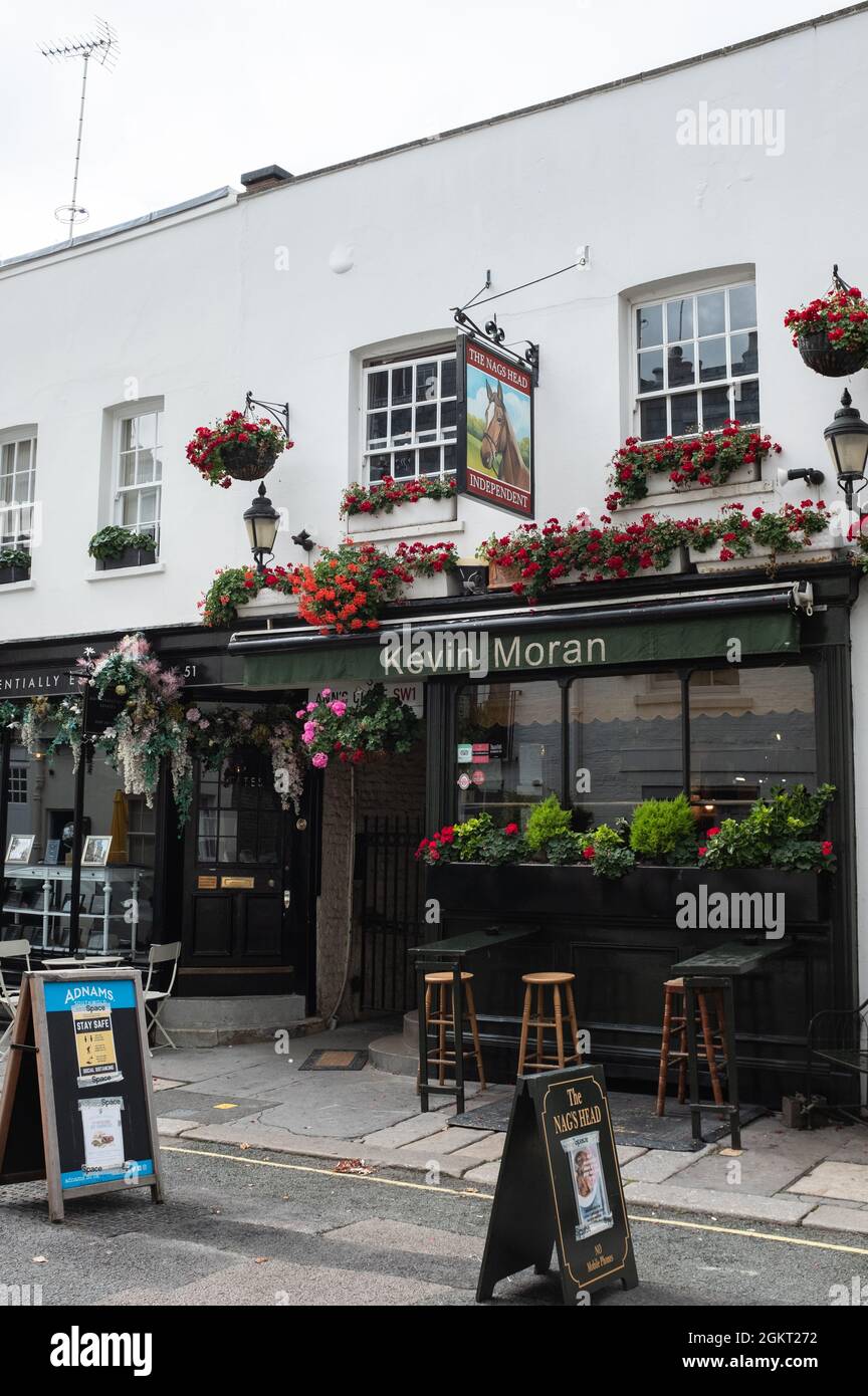 The Nag's Head pub, opposite the former home of Ghislaine Maxwell on Kinnerton Street in Belgravia, Knightsbridge, London. Stock Photo