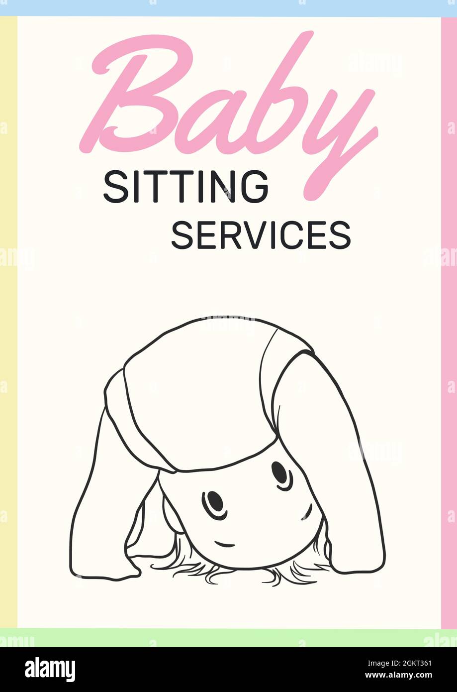 Baby sitting services text over baby icon against white background Stock Photo
