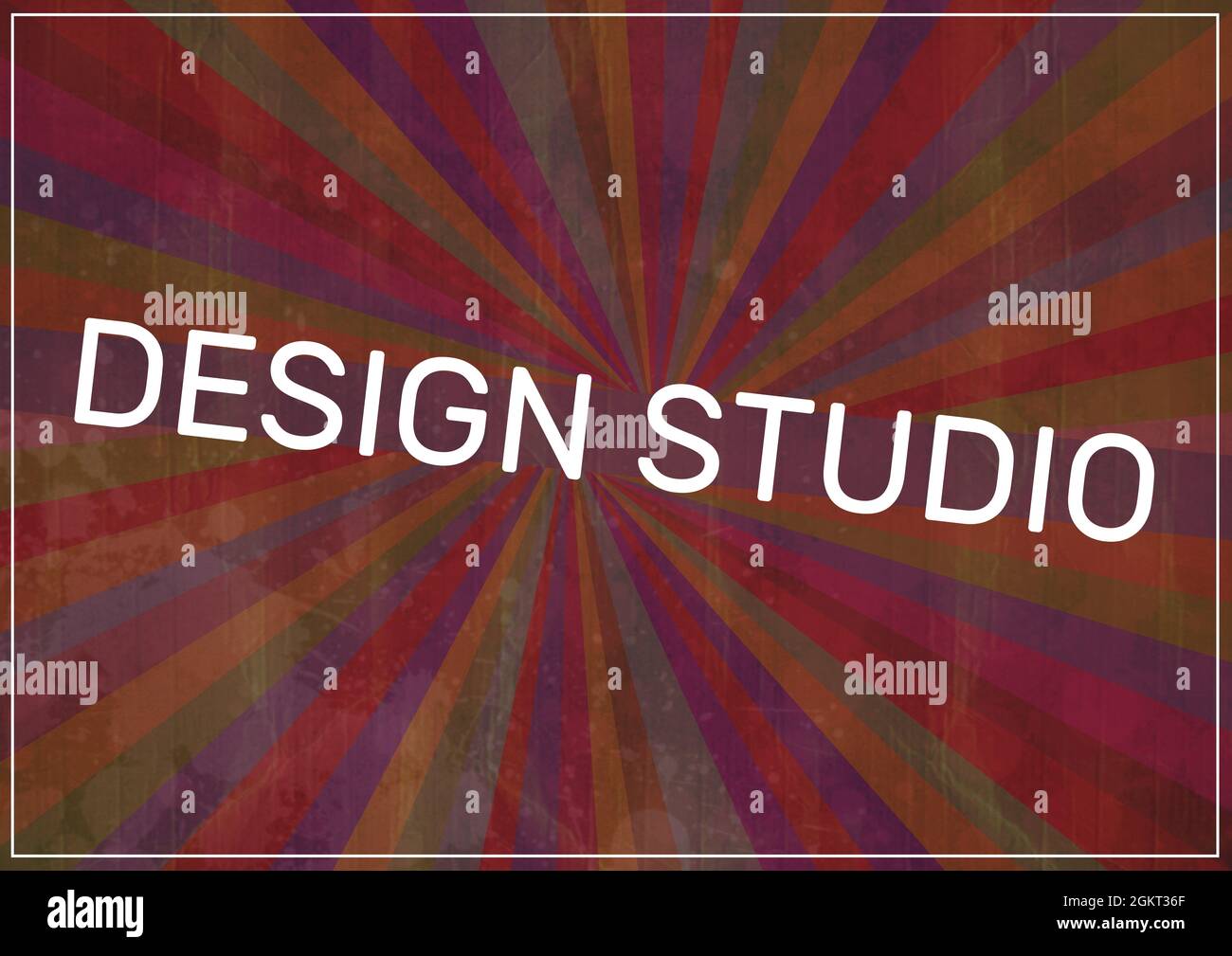 Digitally generated image of design studio text over colorful radial background Stock Photo