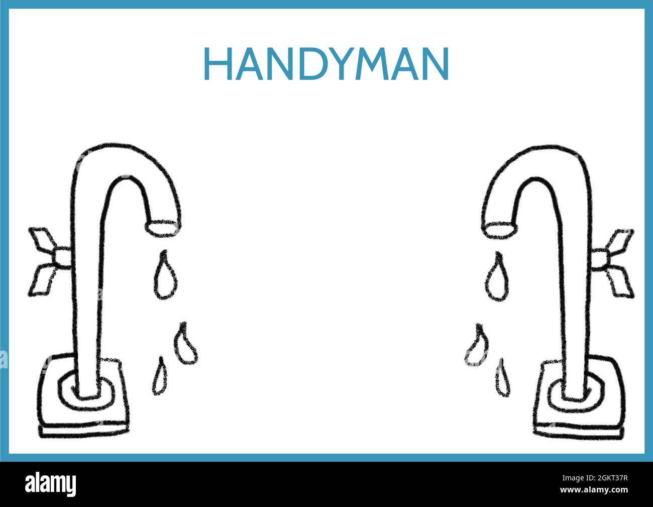 Digitally generated image of handyman text over two faucet icons against white background Stock Photo