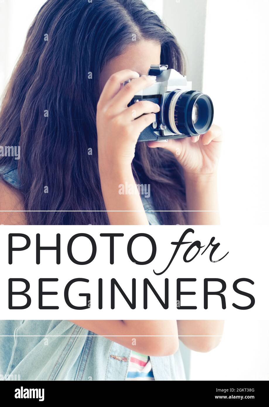 Photo for beginners text over woman using digital camera Stock Photo ...