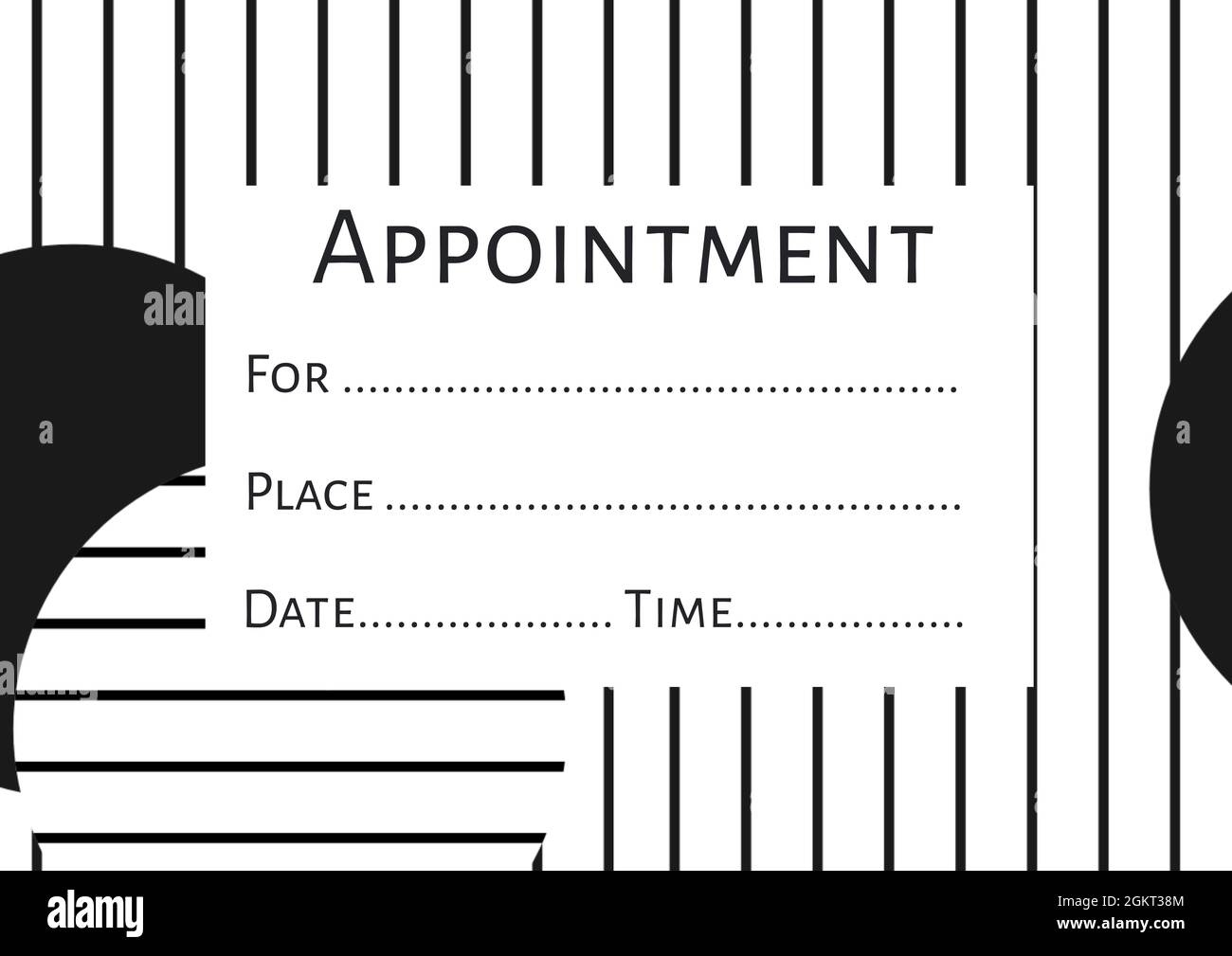 Appointment text with copy space against abstract shapes and stripes on white background Stock Photo