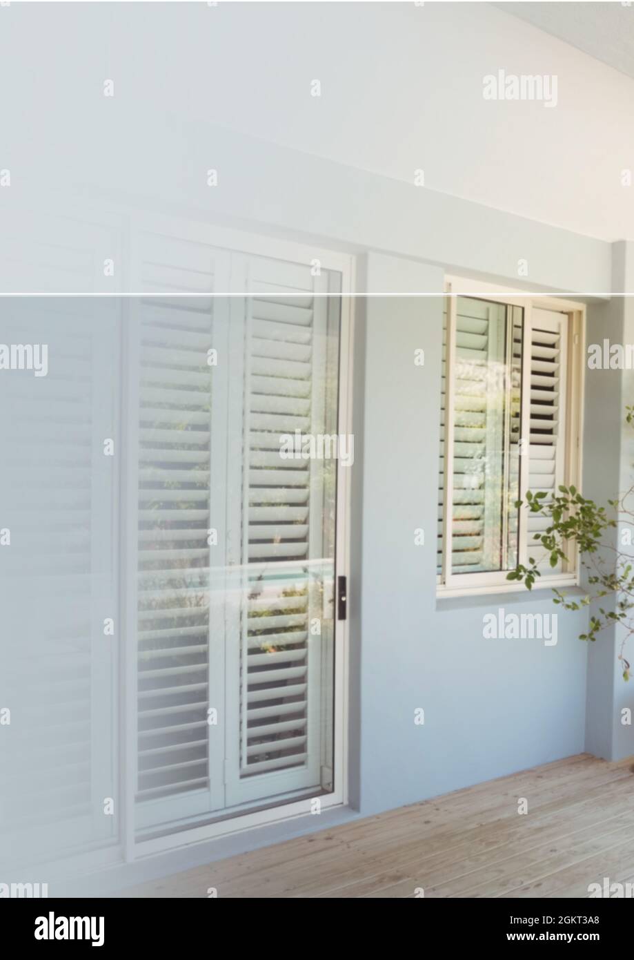 View of modern exterior design of house door and window Stock Photo