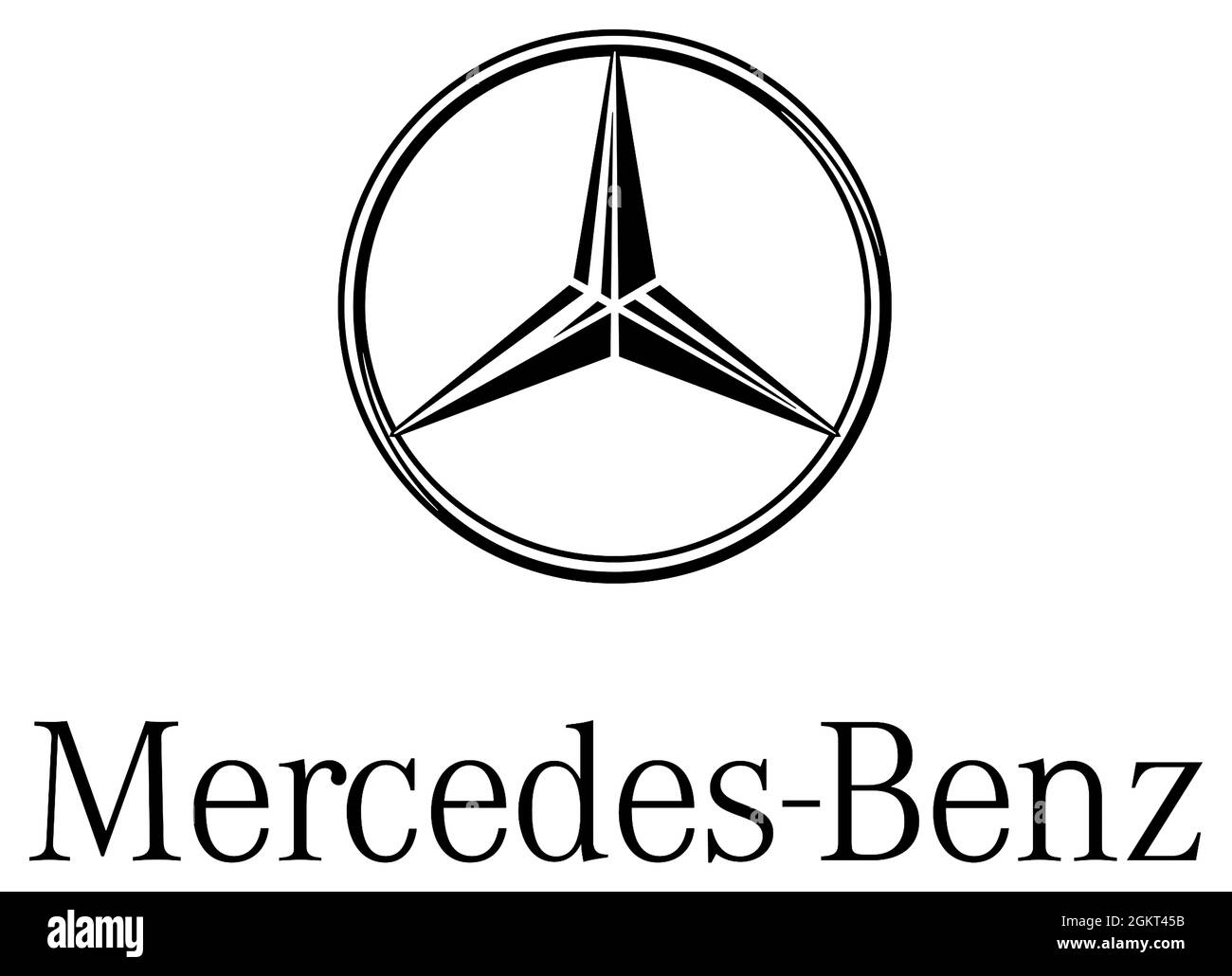 Logo of the make of car Mercedes-Benz of the German motorcar group Daimler AG with seat in Stuttgart - Germany. Stock Photo