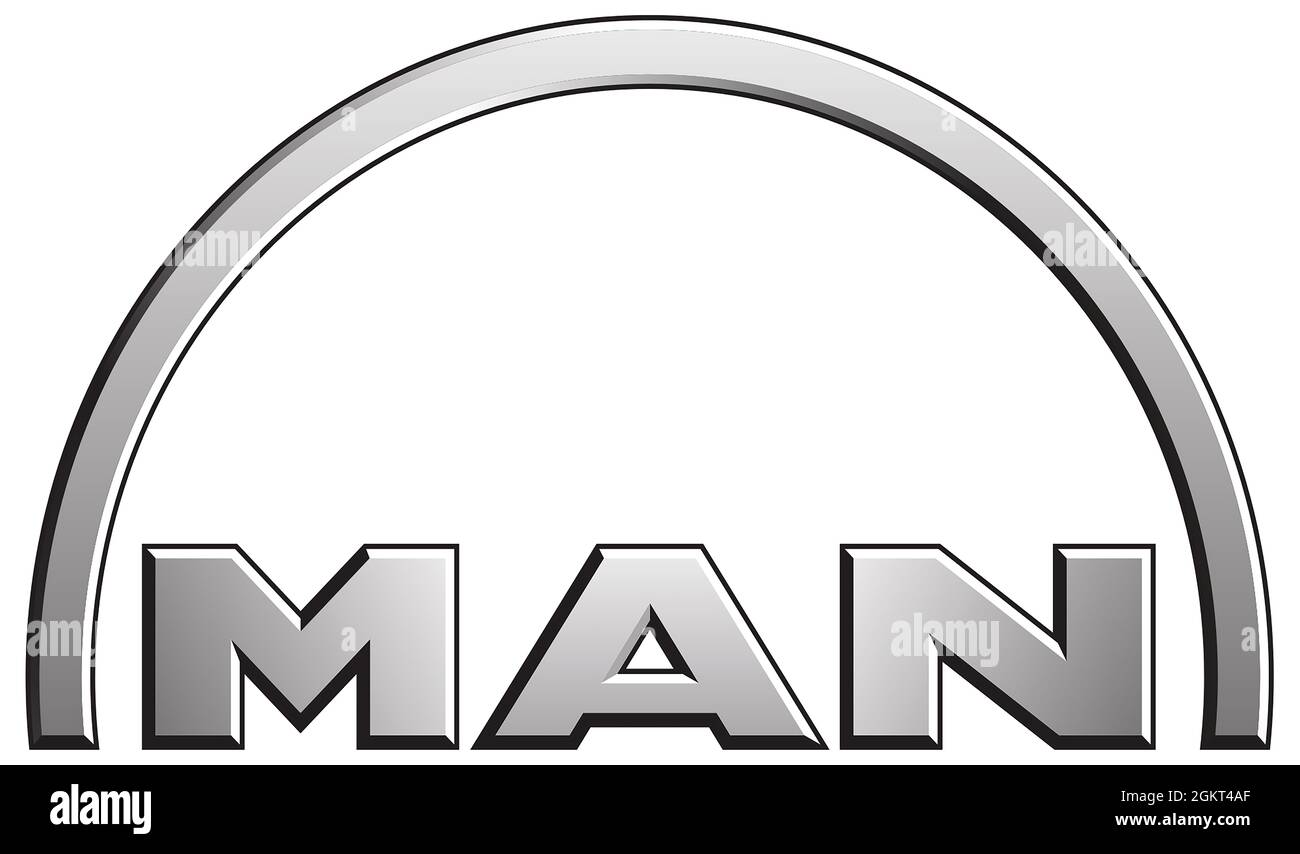 Company logo of the German vehicle and mechanical engineering group MAN based in Munich - Germany. Stock Photo