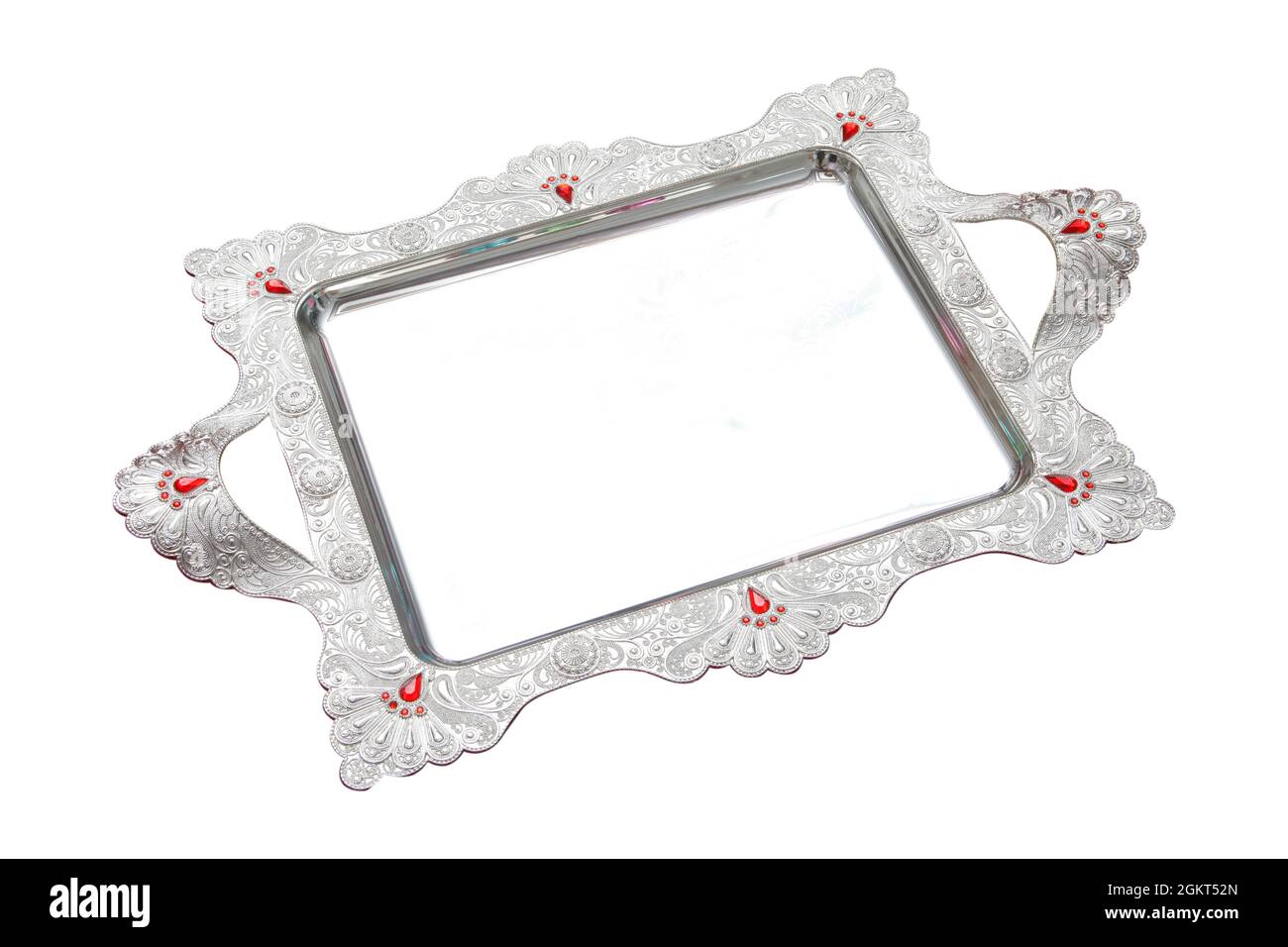 Antique silver tray is decorative and stylish Stock Photo - Alamy