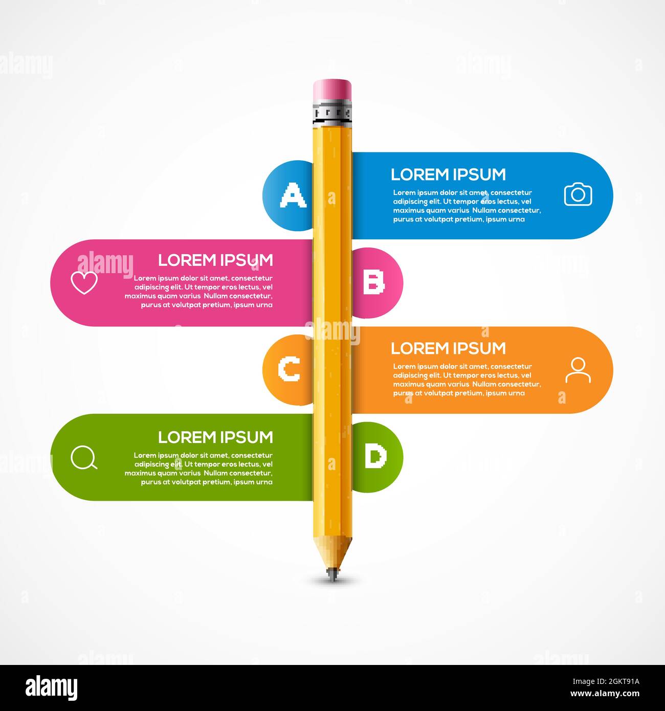 Pencil info graphic design template. Pencil infographic concept school brochure banner step Stock Vector