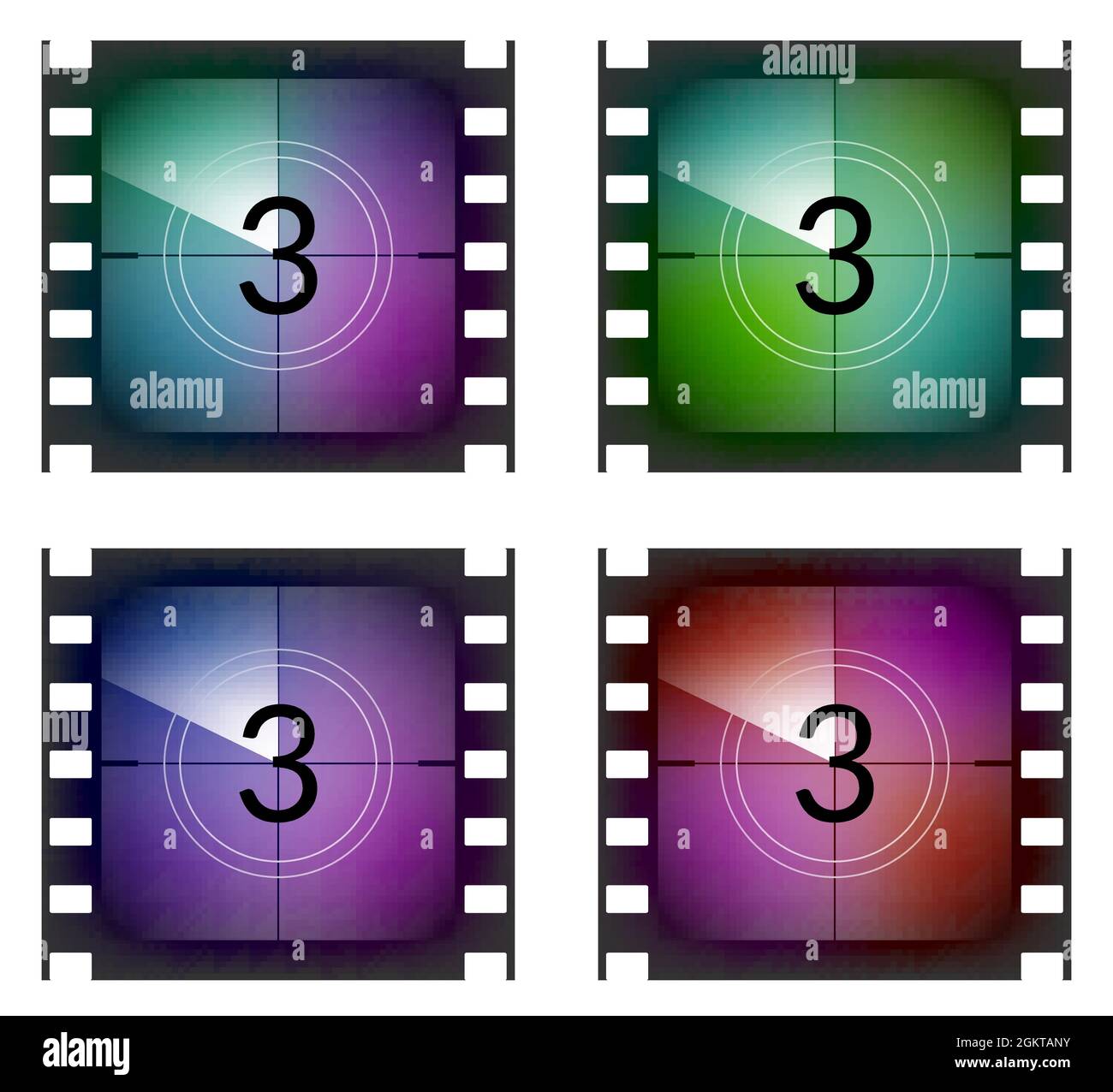 Film strip countdown movie number cinema vintage vector old frame illustration Stock Vector