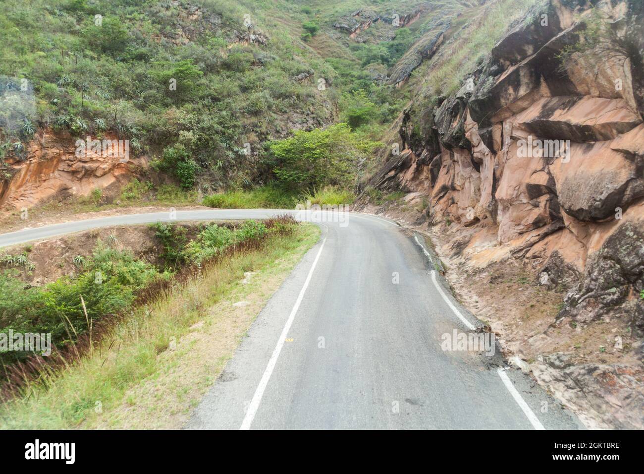 Mountain road between Balsas and Leimebamba, Peru Stock Photo