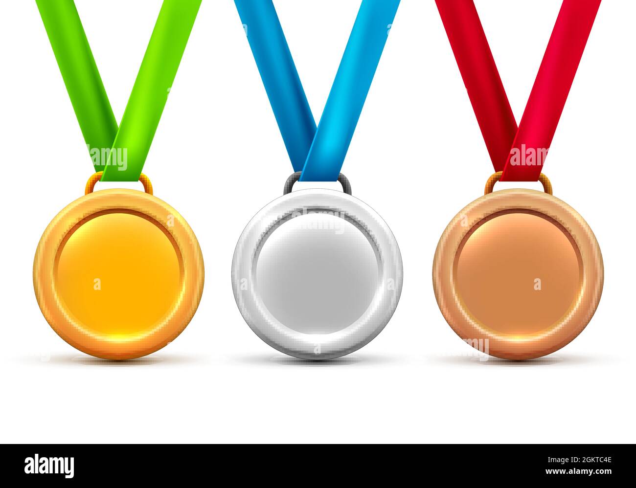 Vector silver gold bronze medal award icon. Metal winner trophy prize ...