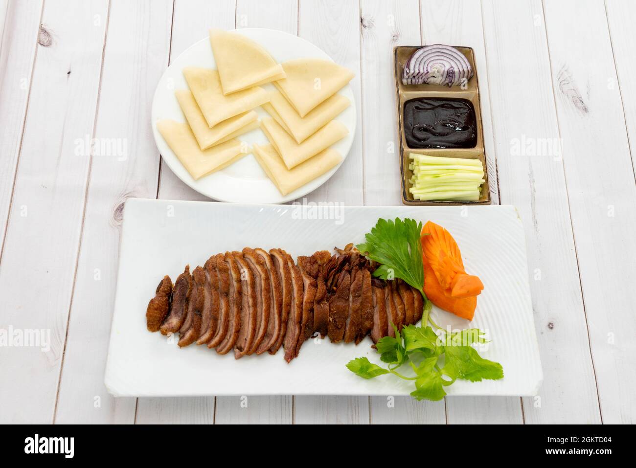 Set of ingredients for the Peking roast duck recipe with coriander