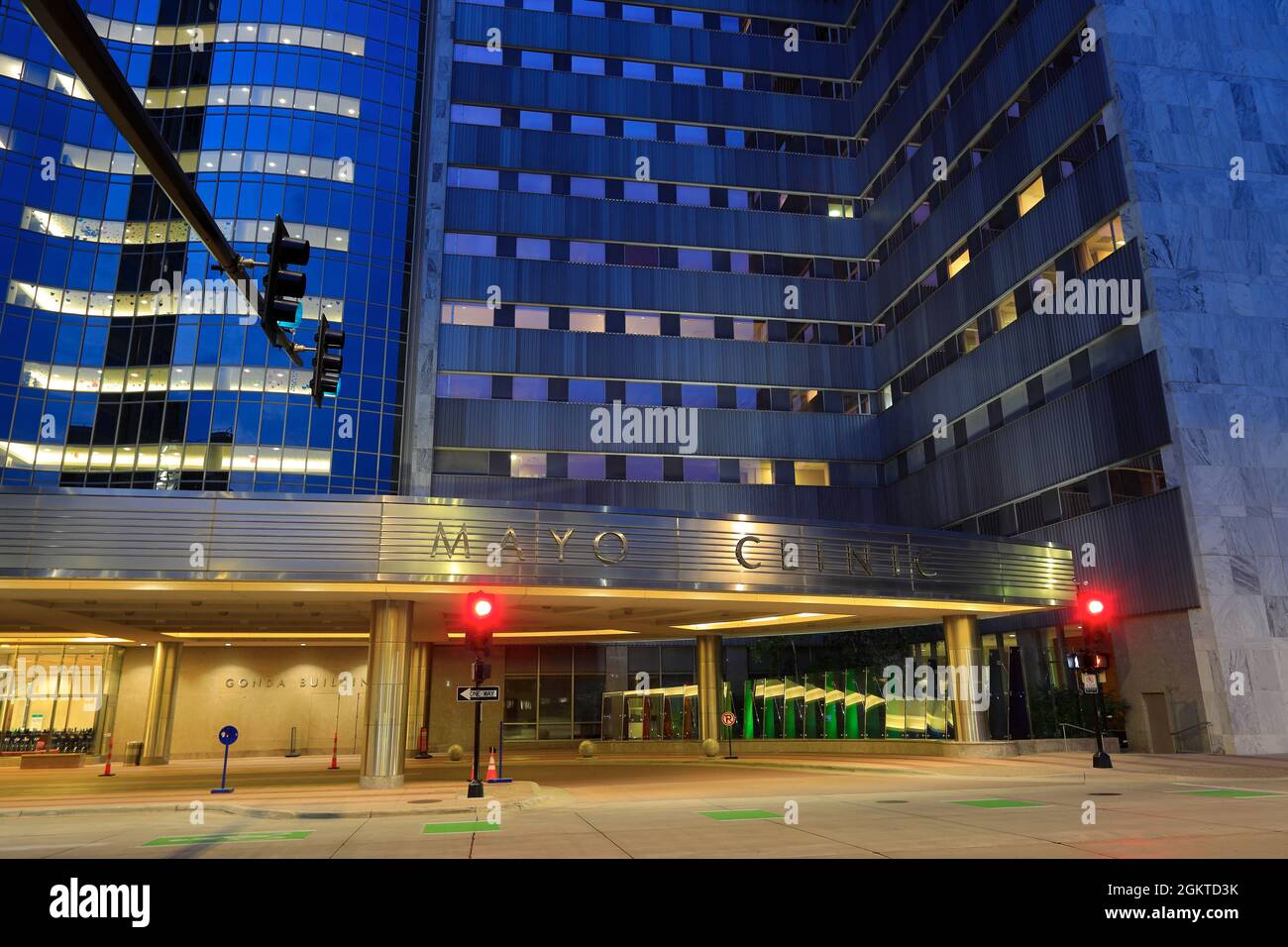 The night view of Mayo Clinic Hospital.Rochester.Minnesota.USA Stock Photo