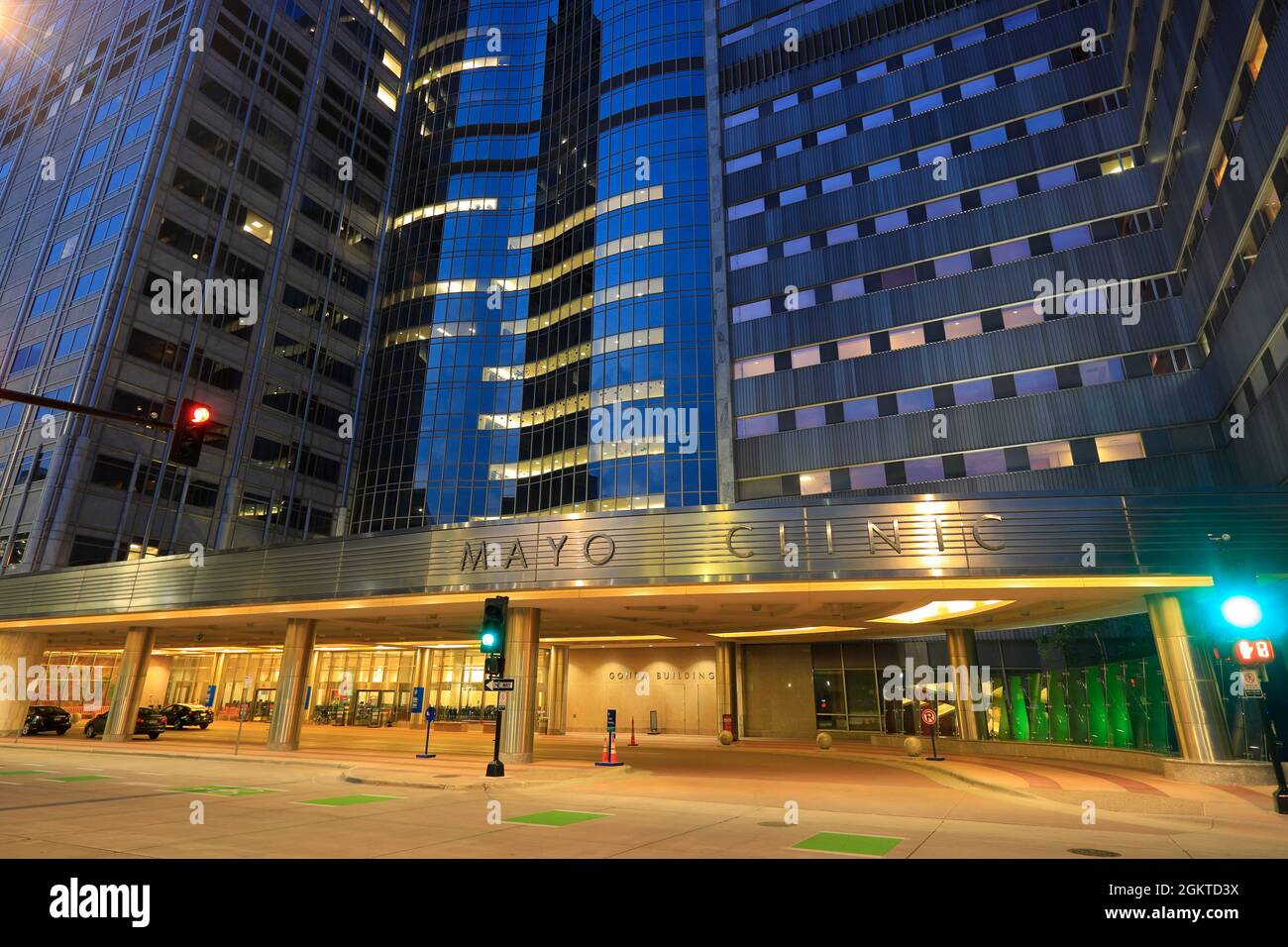 The night view of Mayo Clinic Hospital.Rochester.Minnesota.USA Stock