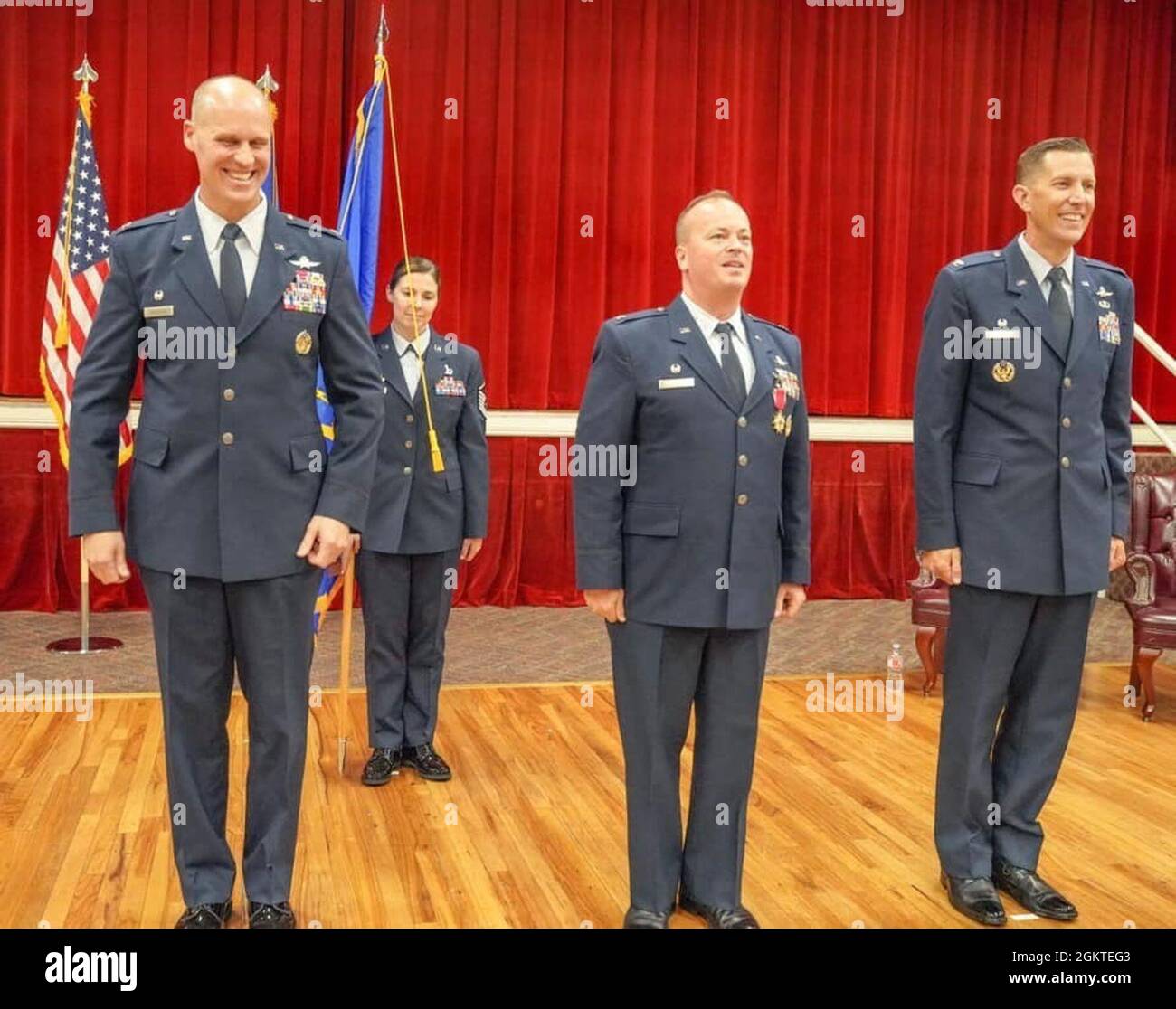 The 690th Cyberspace Operations Group Commander and 688th Cyberspace Wing A2/A3 Director held their Change of Command Ceremony June 29, 2021 at Arnold Hall, Joint Base San Antonio-Lackland, Texas. Col. Kevin Kirsch transferred command to Col. Billy Pope. Col. Steven Anderson, 688th Cyberspace Wing commander presided over the ceremony. Stock Photo