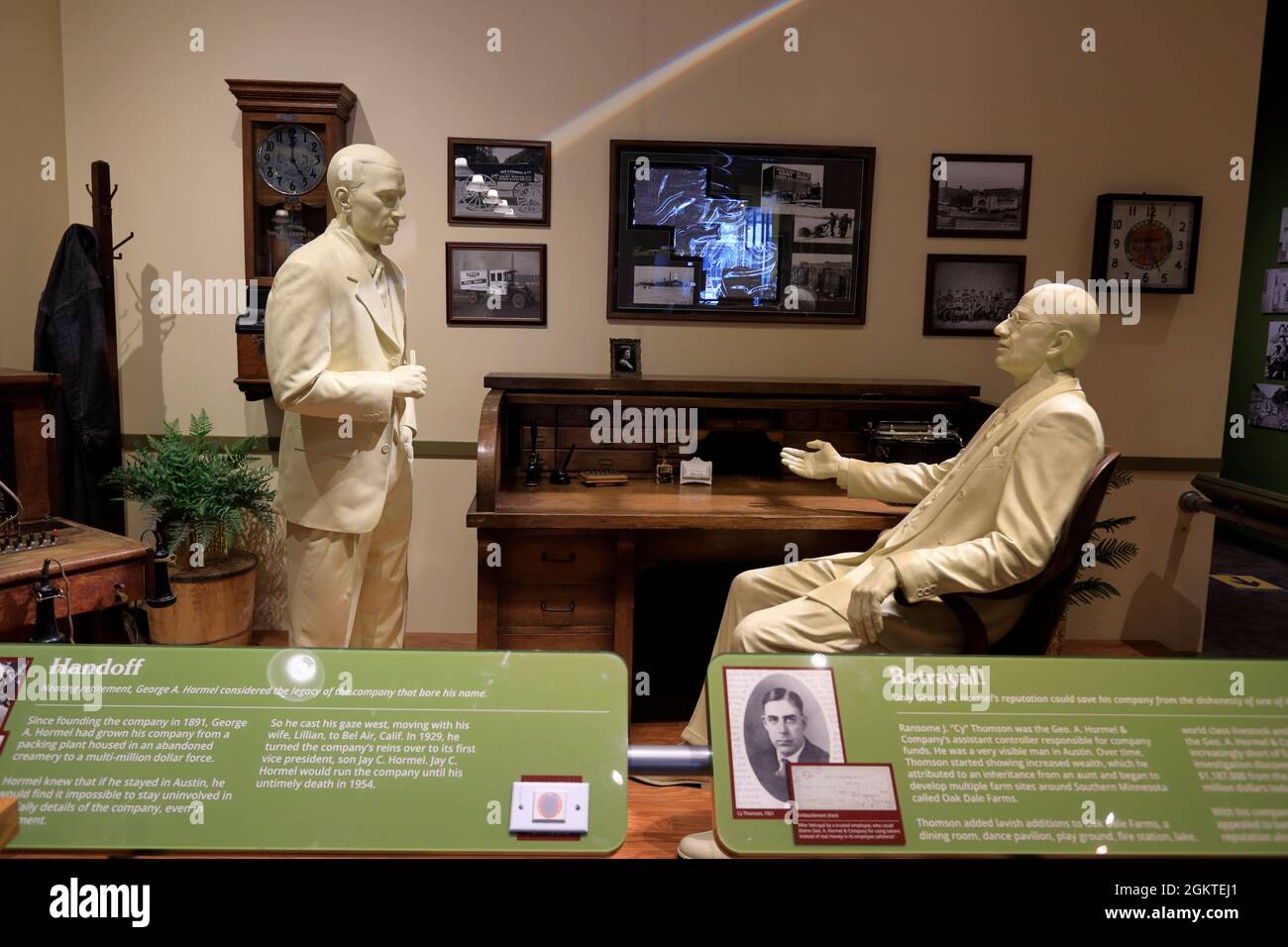 Lifesize mannequins of the founder of Hormel Foods Corporation