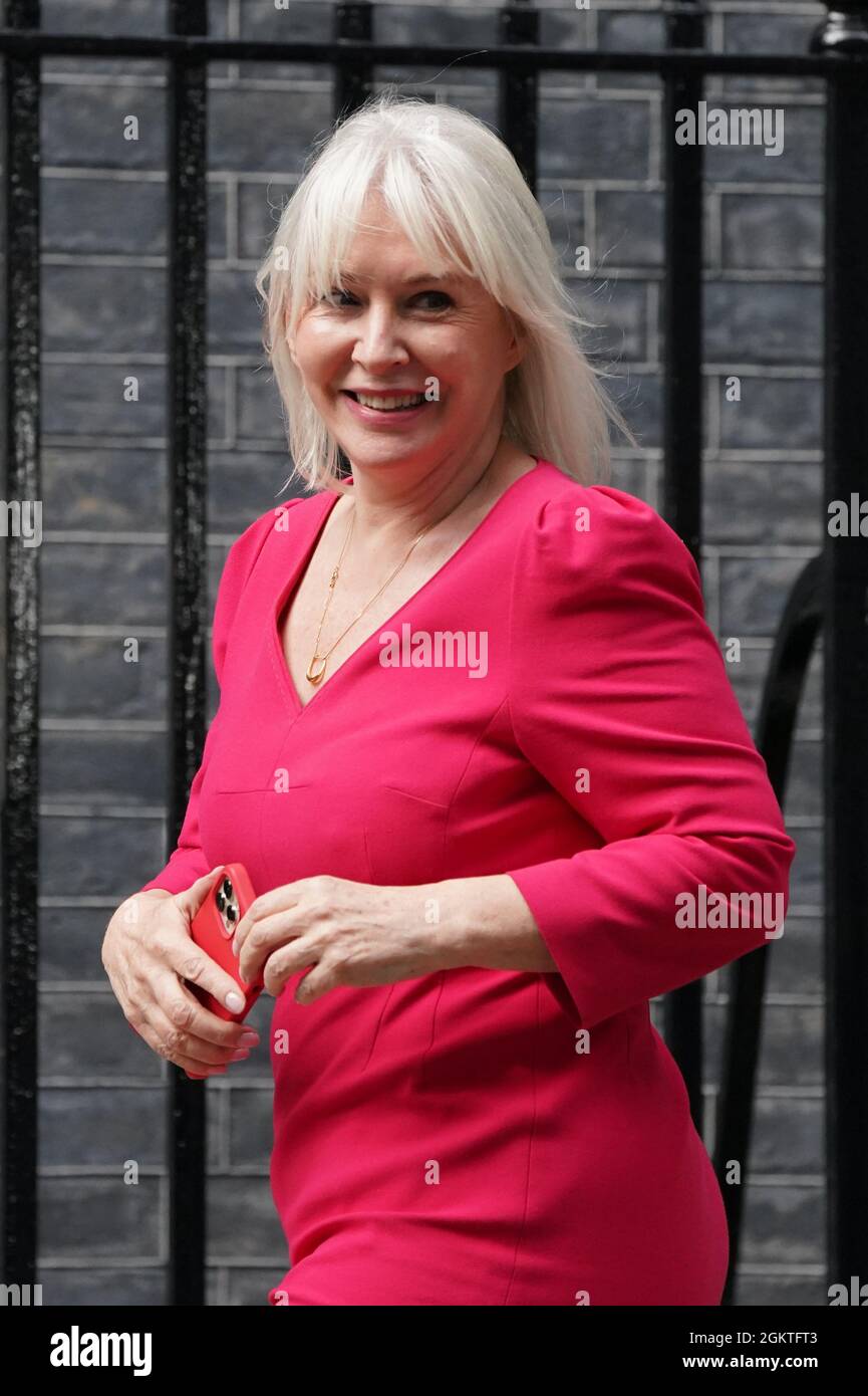 Health minister Nadine Dorries arrives at Downing Street, London, as Prime Minister Boris Johnson reshuffles his Cabinet to appoint a "strong and united" team. Picture date: Wednesday September 15, 2021. Stock Photo