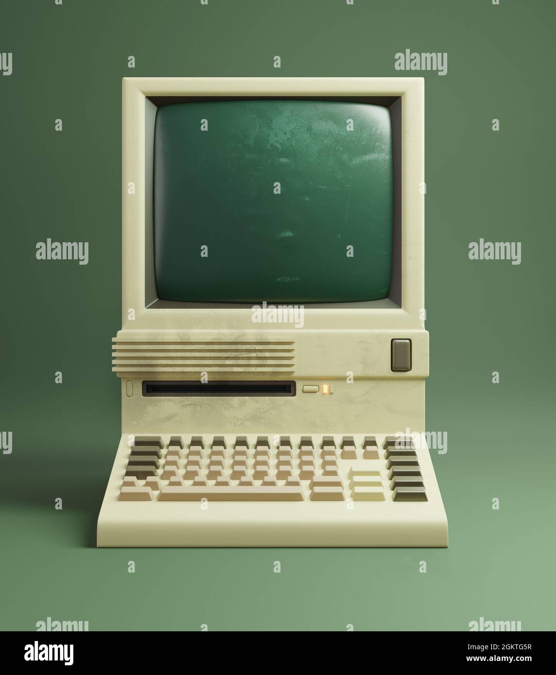 A classic desktop computer from the 1980s, with slightly yellowing