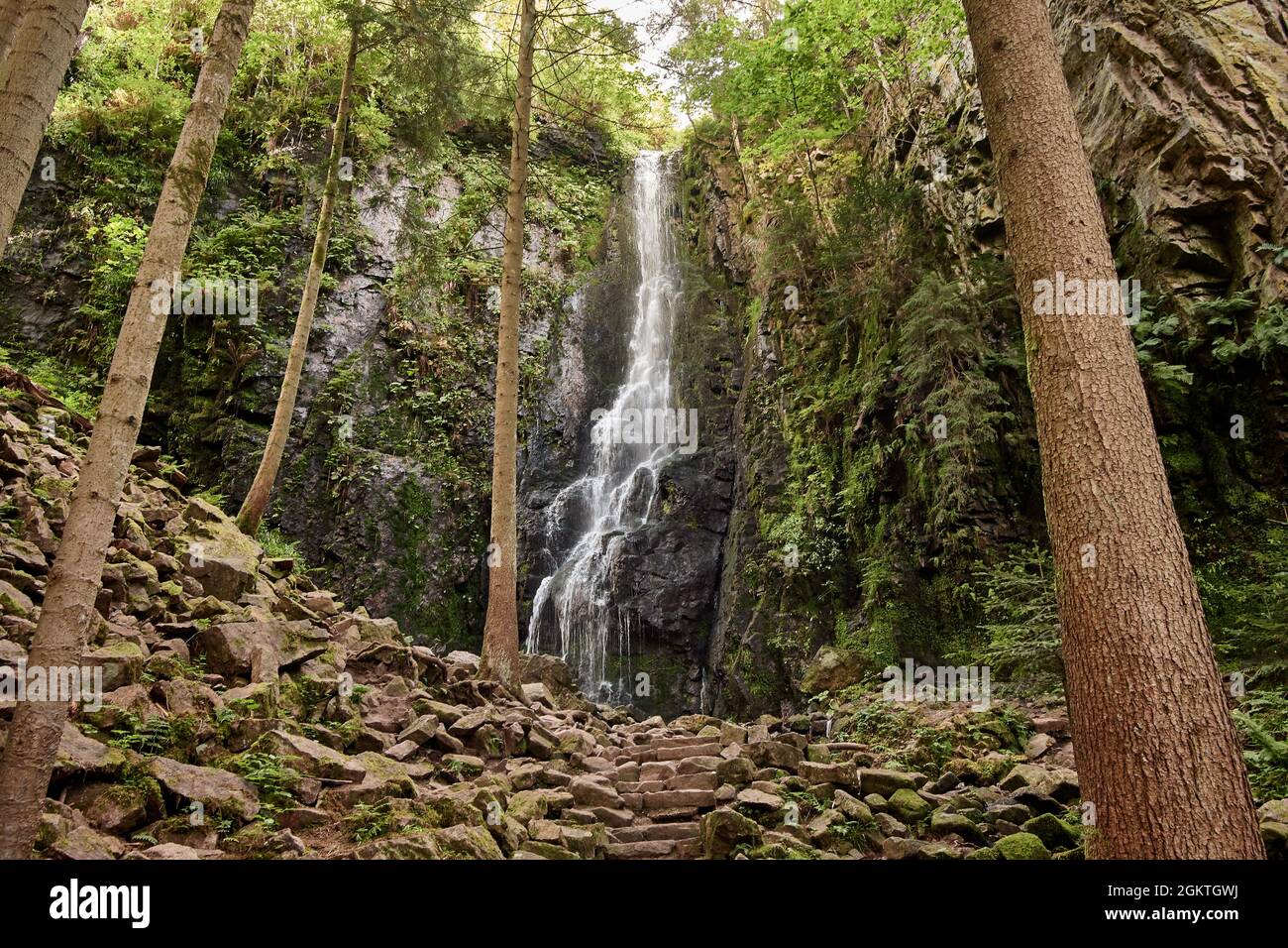 Burgbach waterfall, Black Forest, Germany. Stock Photo