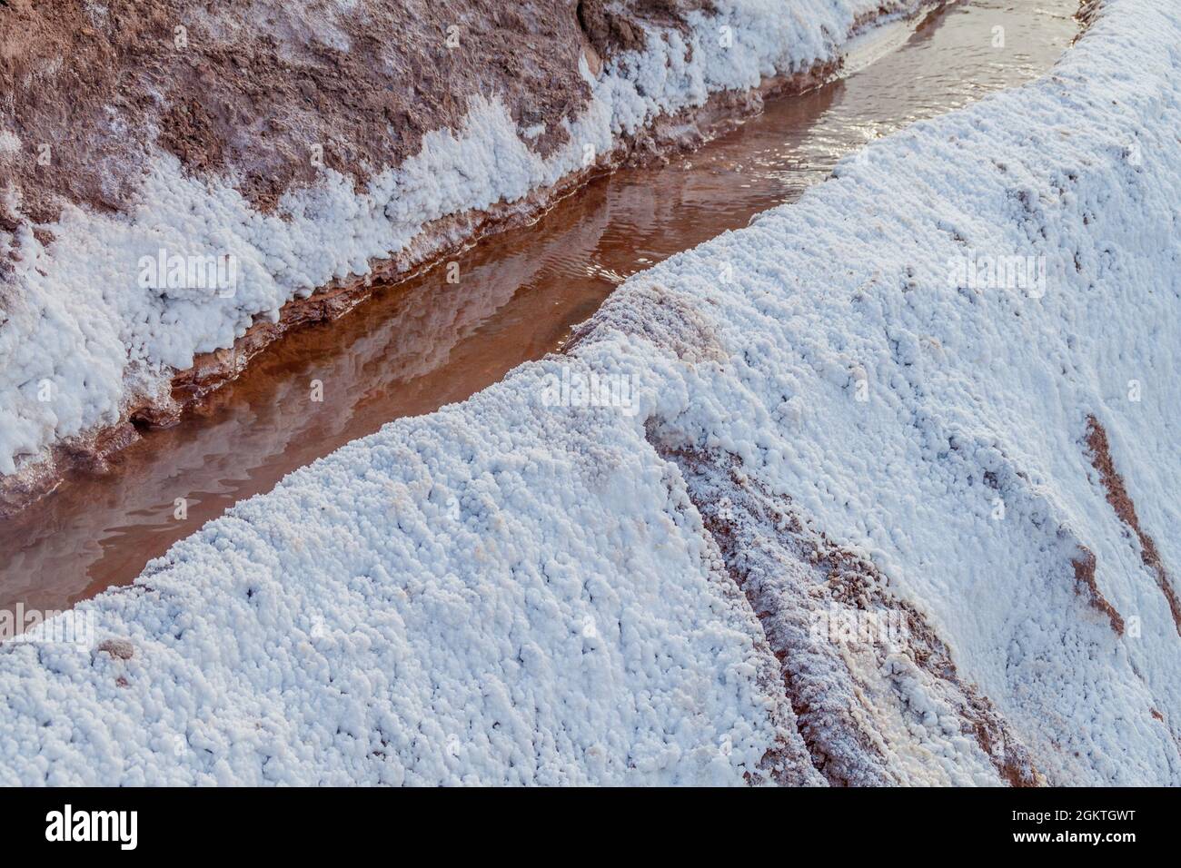 Detail of salt extraction pans (Salinas) in Sacred Valley of Incas ...