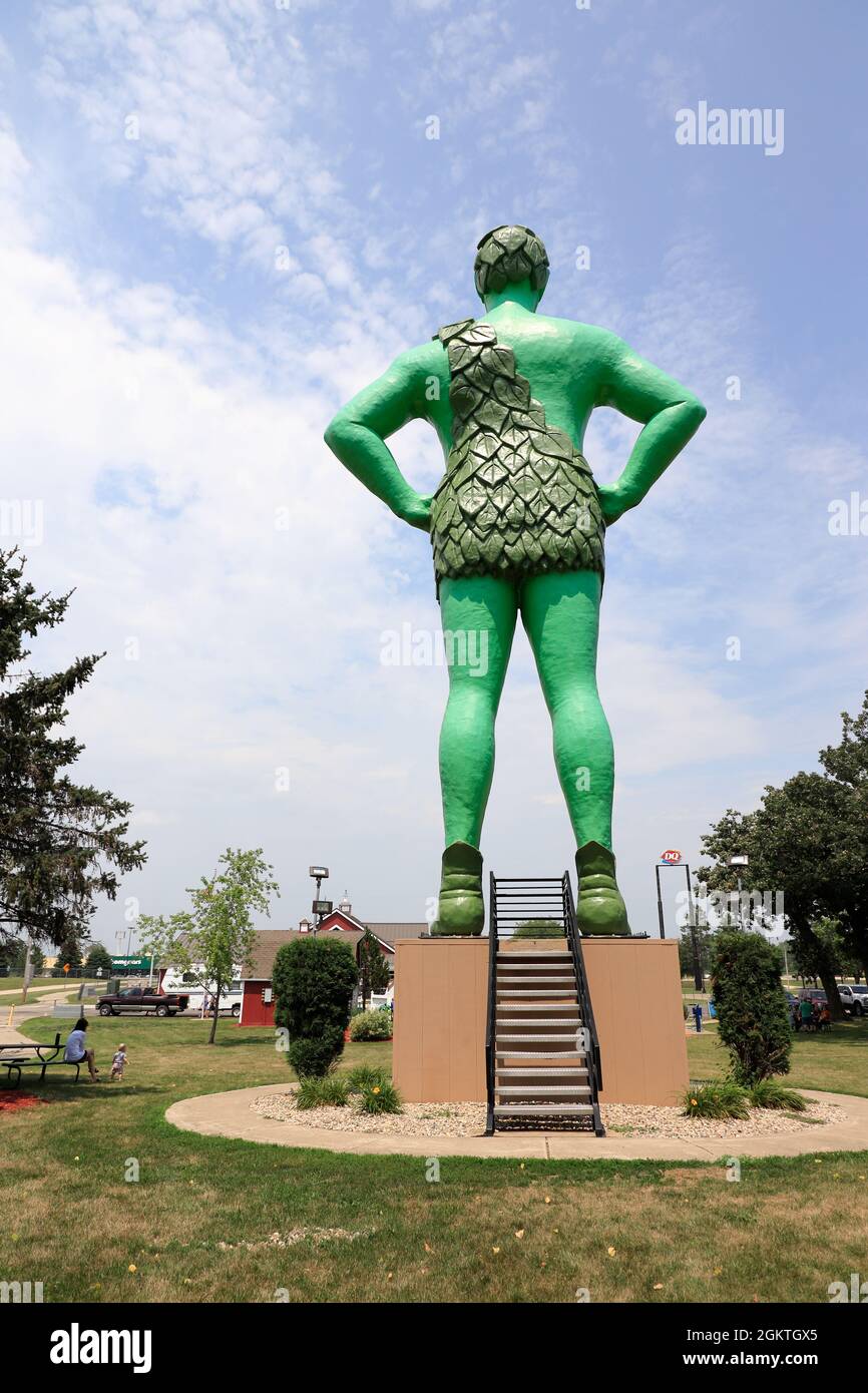 The back view of Jolly Green Giant statue in Blue Earth.Minnesota.USA