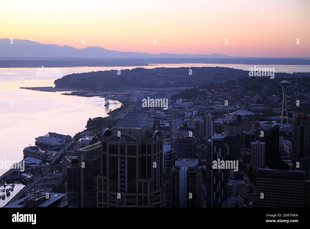Panorama from the top of a skyscraper in Seattle in Washington state Stock Photo