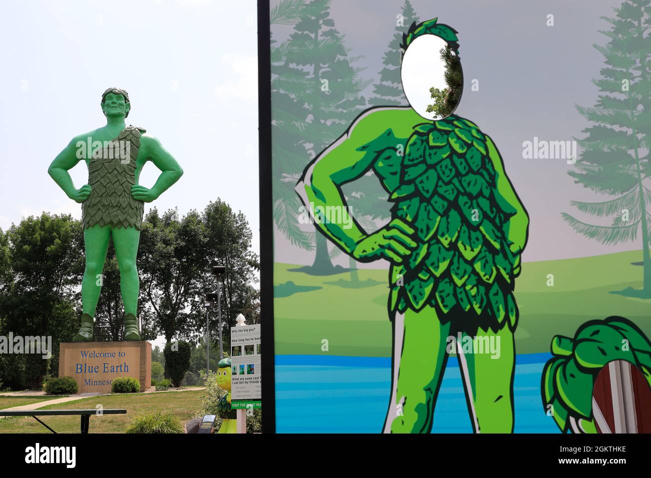 Jolly Green Giant statue with a photo standin board in foreground in