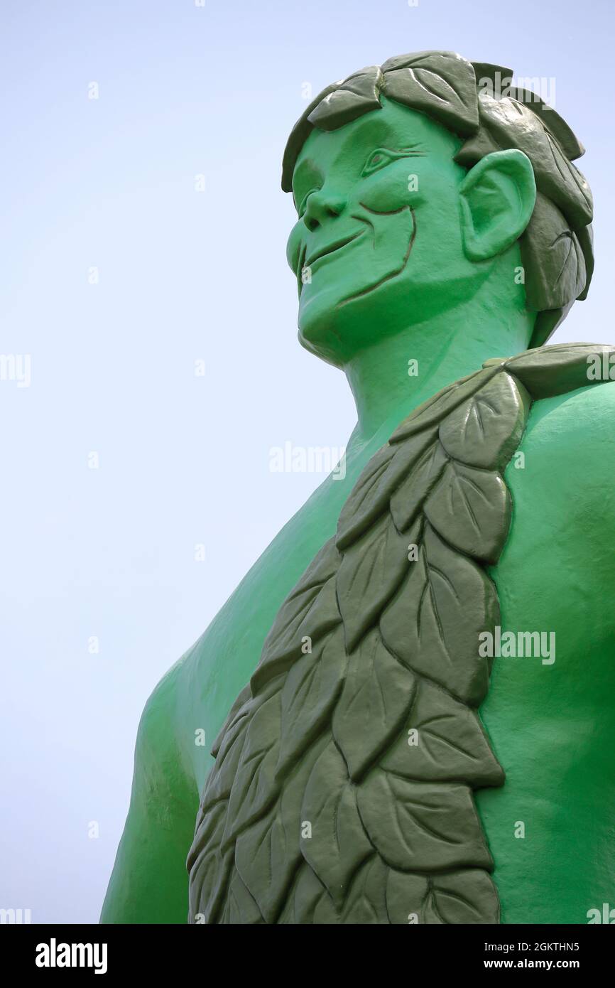 A closed up view of Jolly Green Giant statue in Blue Earth.Minnesota