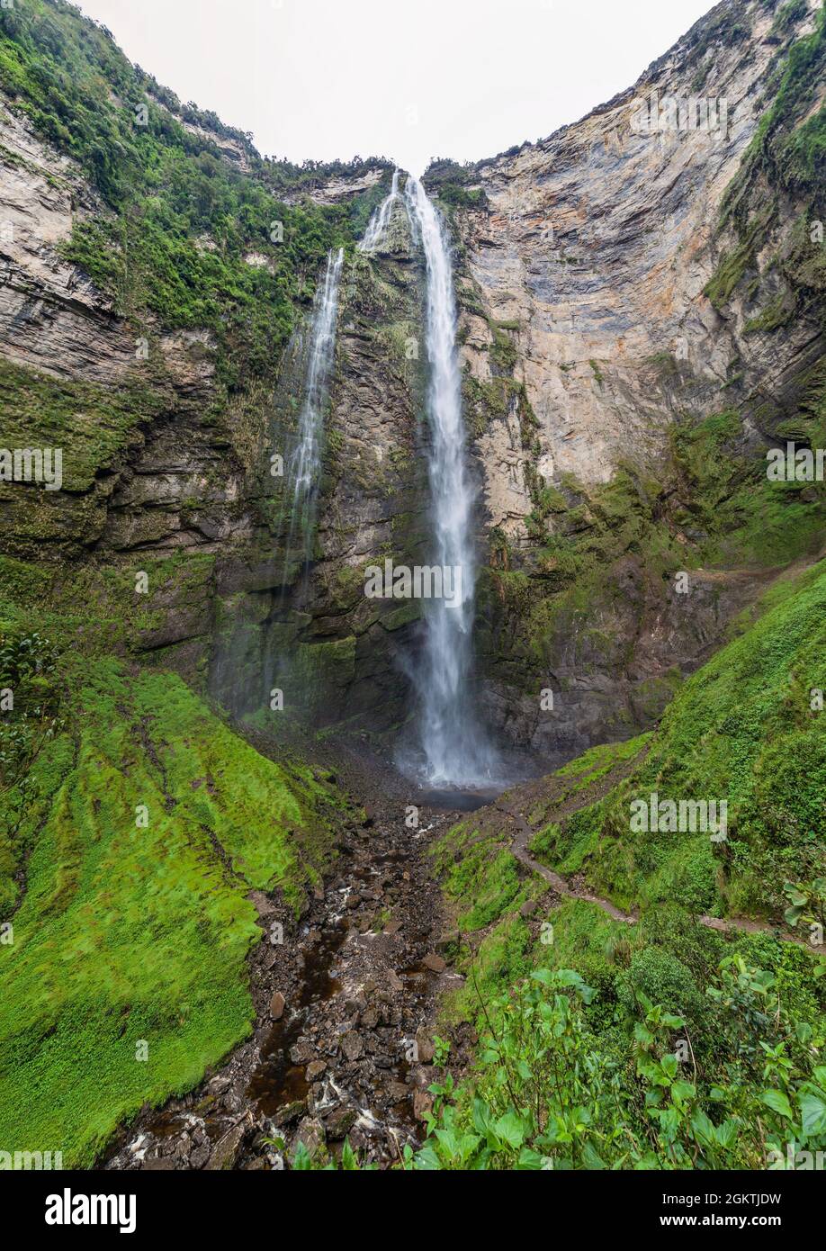 Catarata de Gocta, one of the highest waterfalls in the world (771 m in ...