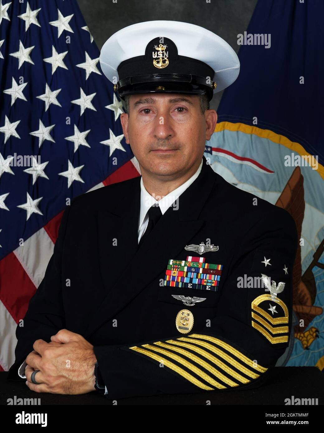 210630-N-XX139-0006 PENSACOLA, Fla. (June 30, 2021) Official portrait of the Center for Information Warfare Training (CIWT) Command Master Chief Jason Thibodeaux. With four schoolhouse commands, a detachment, and training sites throughout the United States and Japan, CIWT trains approximately 26,000 students every year, delivering trained information warfare professionals to the Navy and joint services. CIWT also offers more than 200 courses for cryptologic technicians, intelligence specialists, information systems technicians, electronics technicians, and officers in the information warfare c Stock Photo