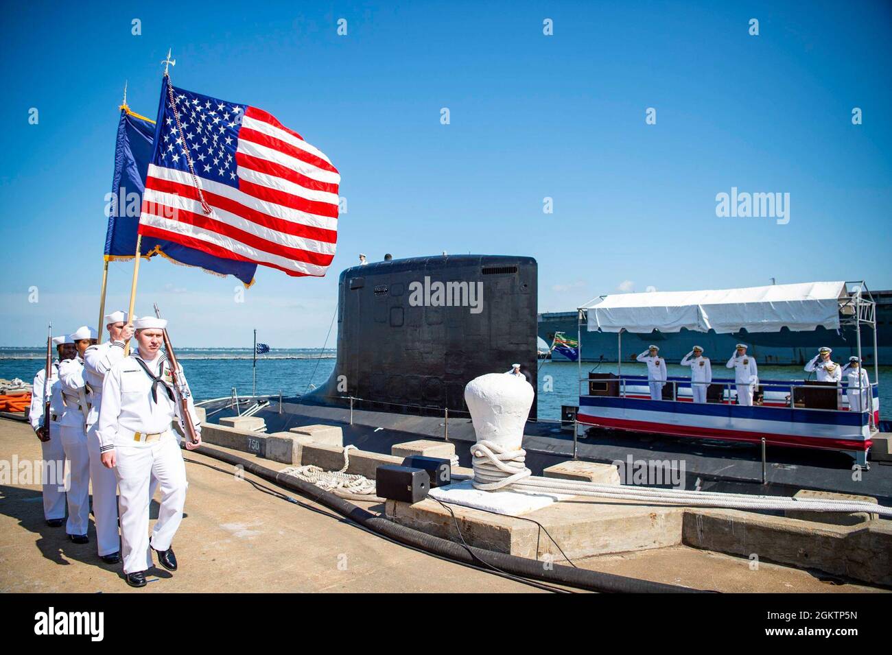 NORFOLK (July 1, 2021) The color guard parades the colors during the ...
