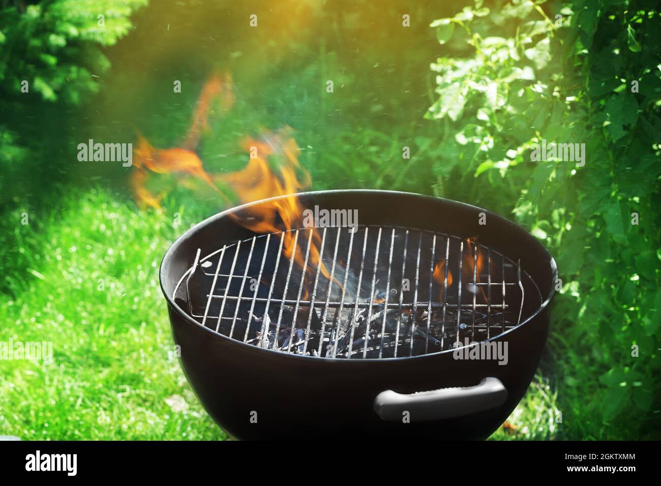 Barbecue grill on backyard Stock Photo - Alamy