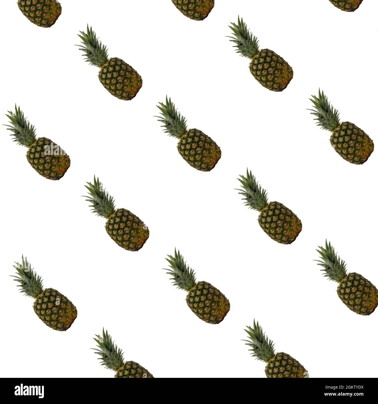 Pineapples isolated on white background. Fresh pineapple seamless pattern. Stock Photo